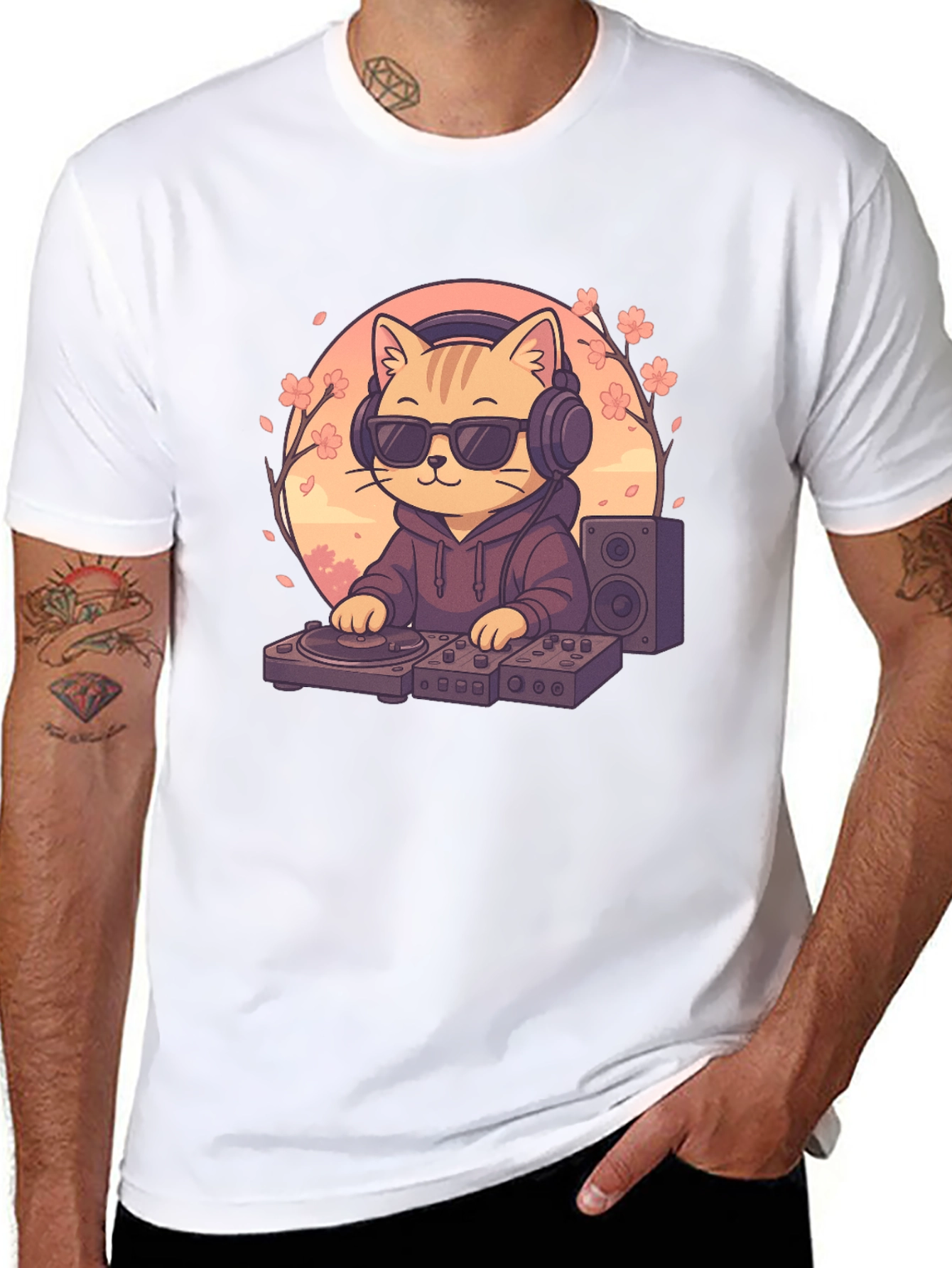 DJ Cat Graphic T-Shirt - Music Lover Tee