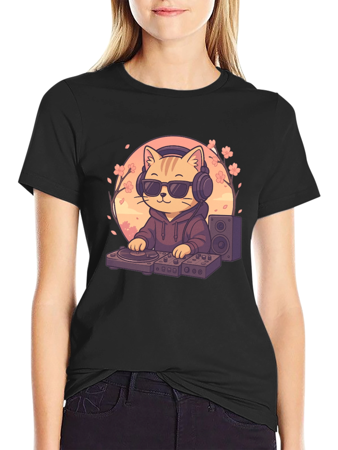 DJ Cat Graphic T-Shirt - Music Lover Tee