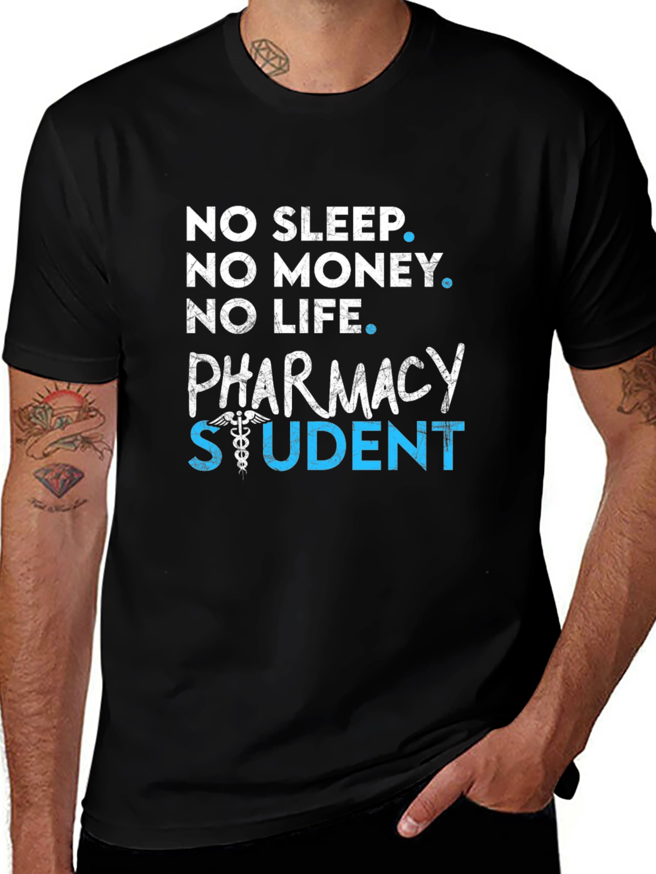 Pharmacy Student Graphic T-Shirt - No Sleep No Money