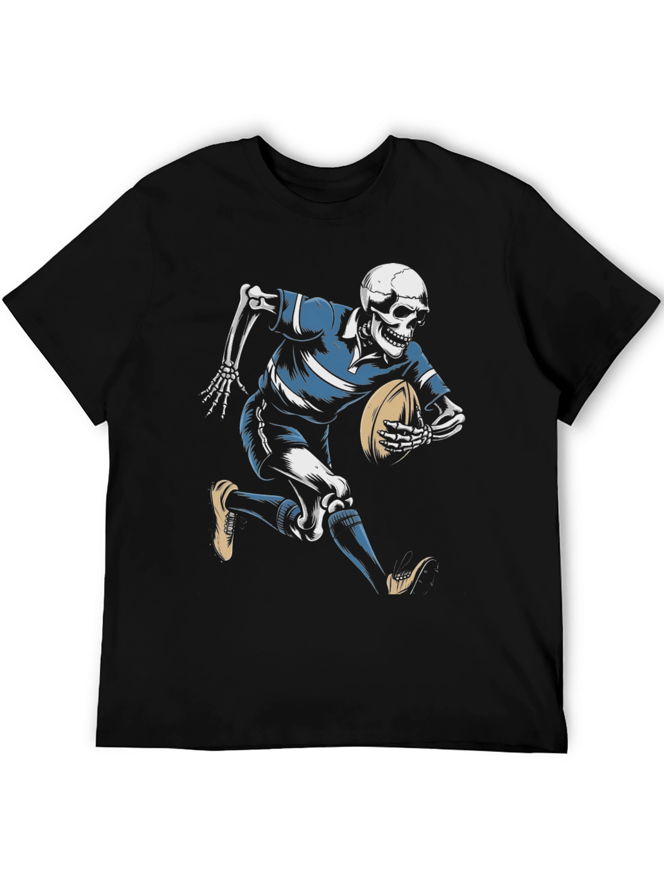 Skeleton Rugby Player Black T-Shirt