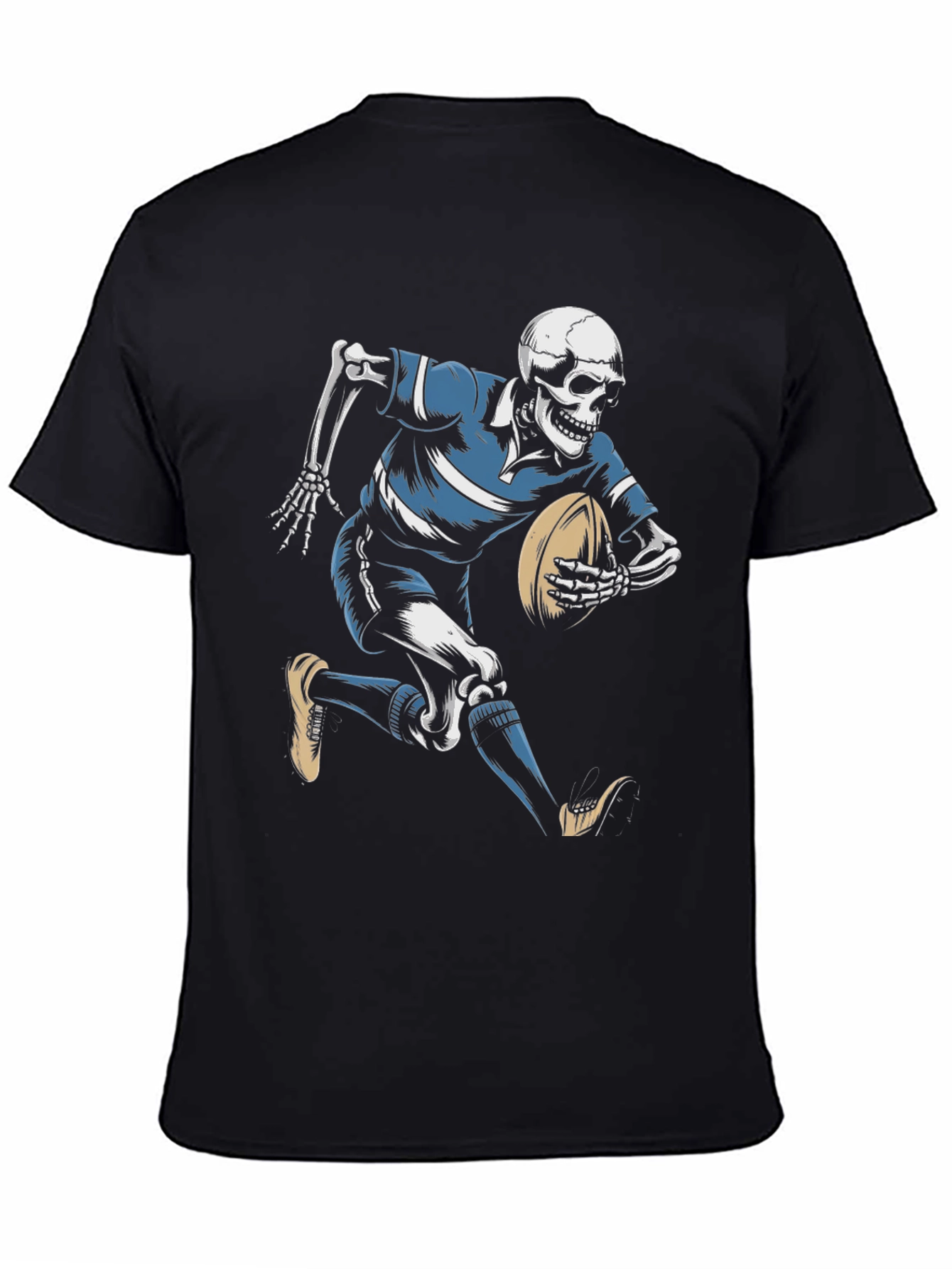 Skeleton Rugby Player Black T-Shirt