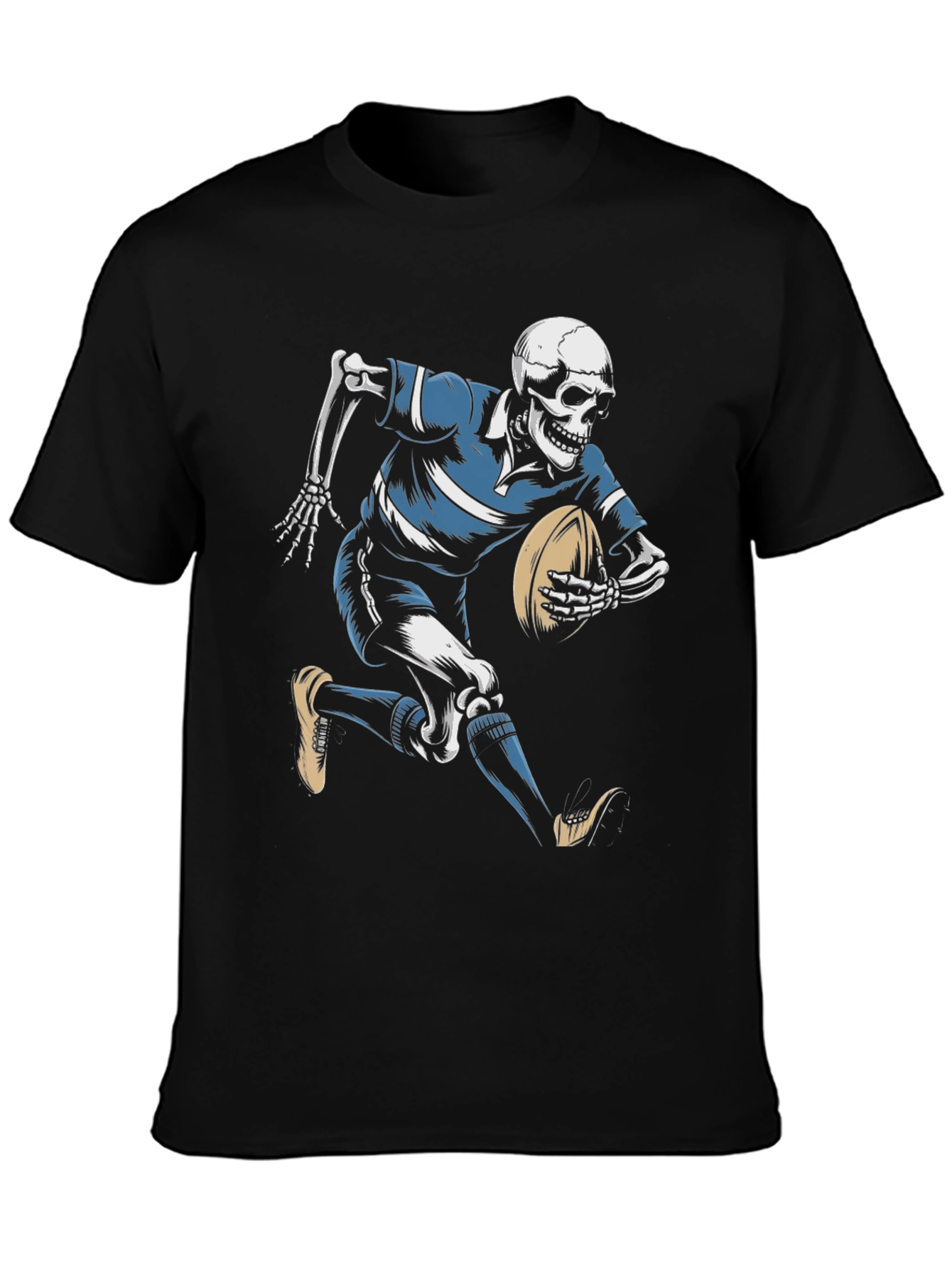 Skeleton Rugby Player Black T-Shirt