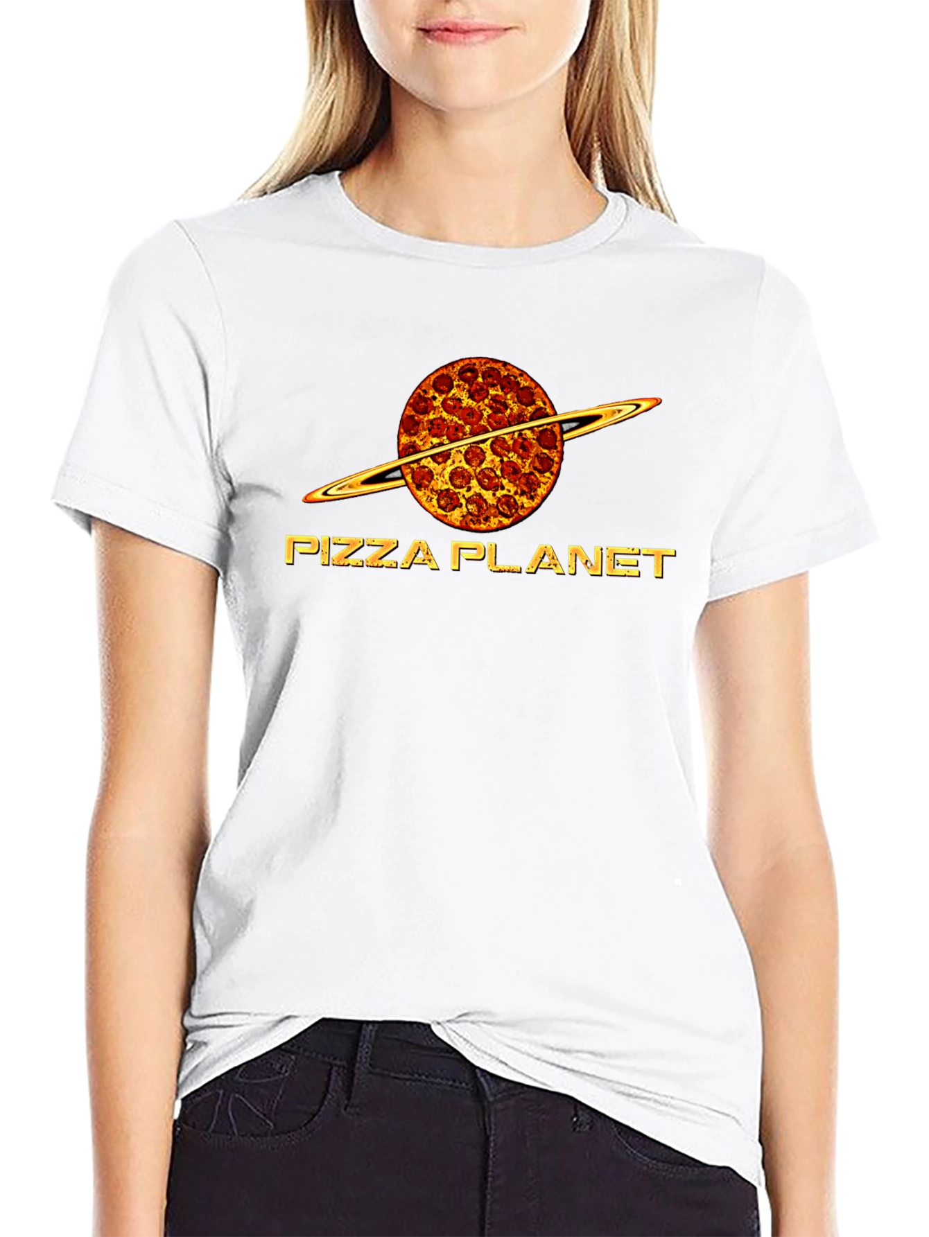 Pizza Planet Graphic T-Shirt - Black Cotton Blend