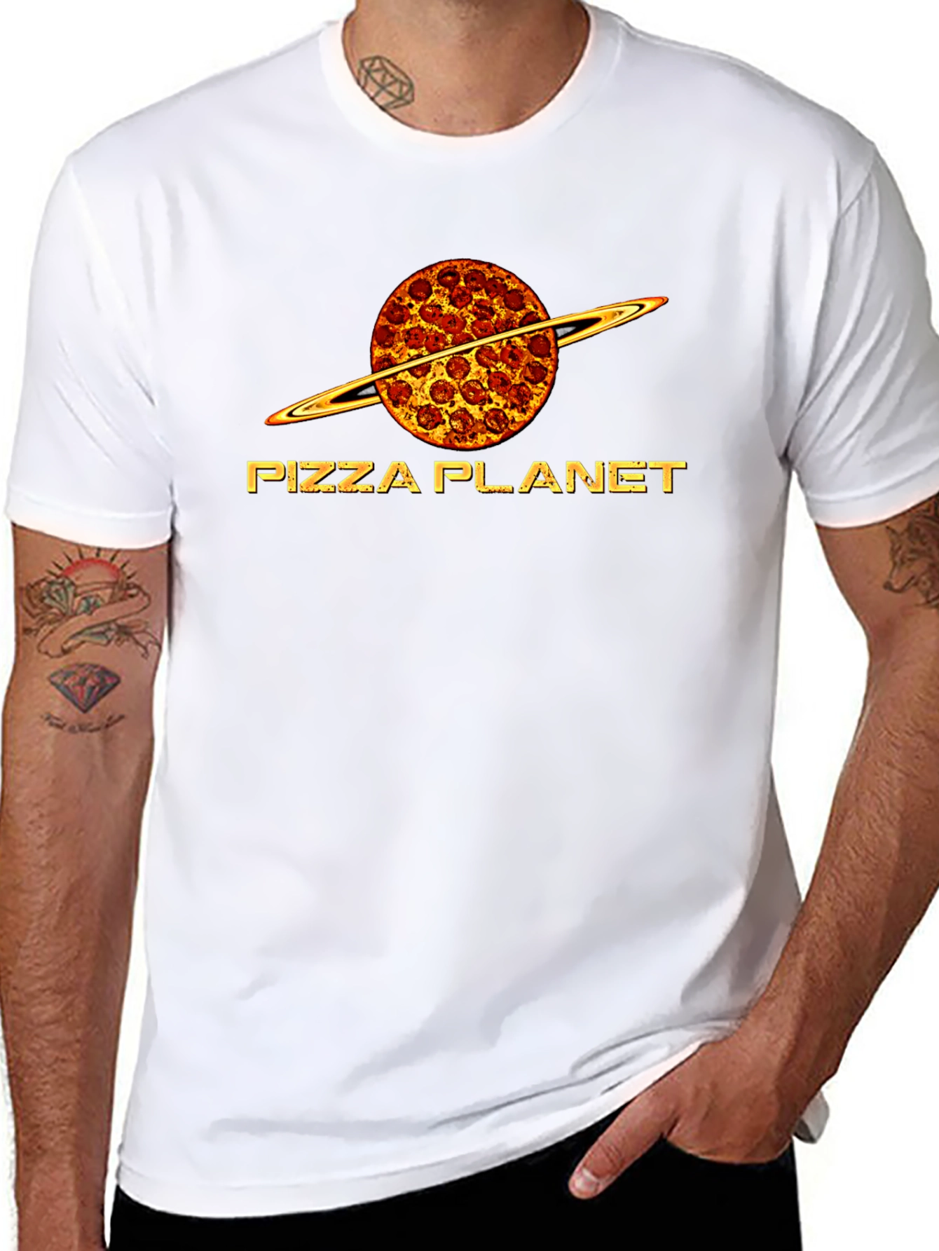 Pizza Planet Graphic T-Shirt - Black Cotton Blend