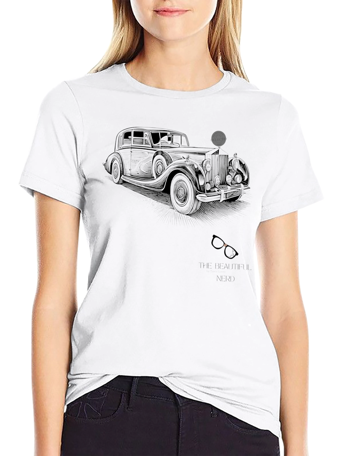 Classic Car & Spectacles Black T-Shirt