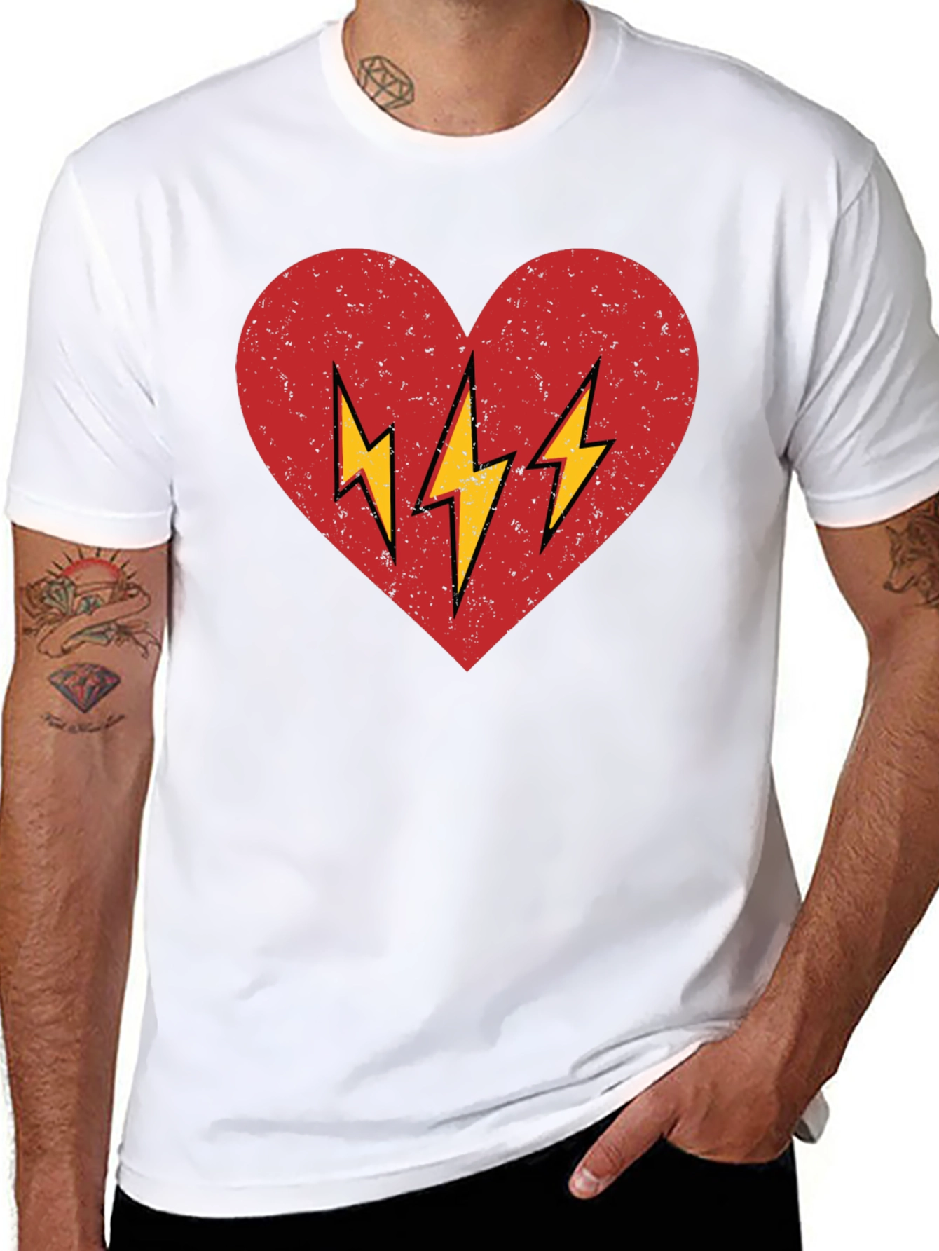 Heart with Lightning Bolt Graphic T-Shirt