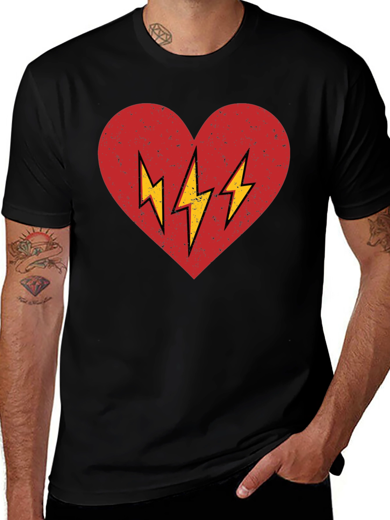 Heart with Lightning Bolt Graphic T-Shirt