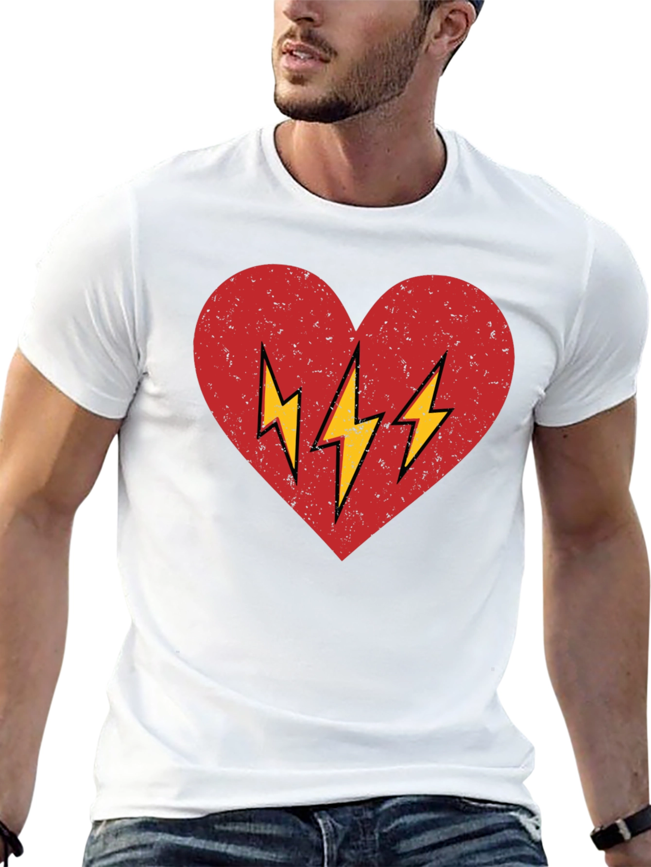 Heart with Lightning Bolt Graphic T-Shirt