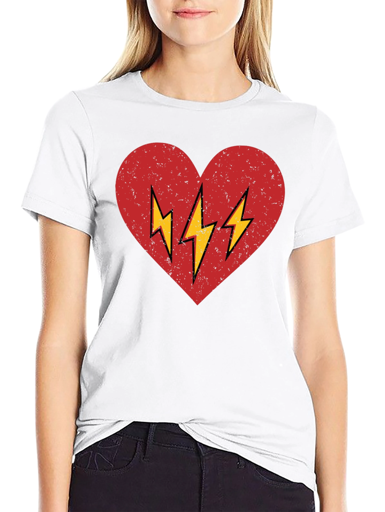 Heart with Lightning Bolt Graphic T-Shirt