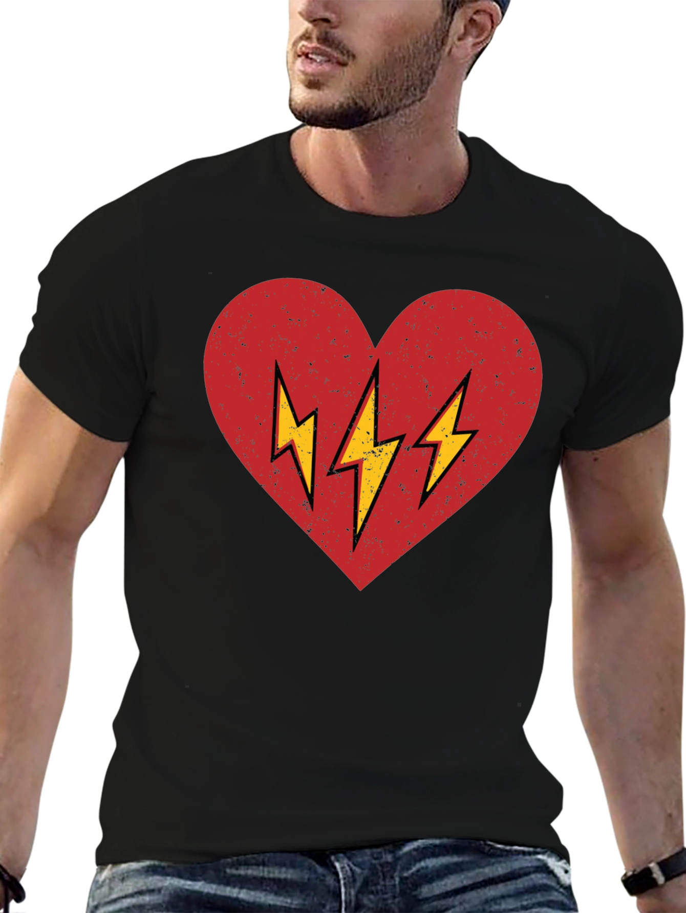Heart with Lightning Bolt Graphic T-Shirt