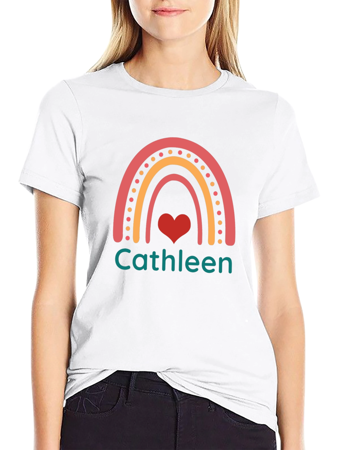 Cathleen Rainbow Heart Personalized T-Shirt