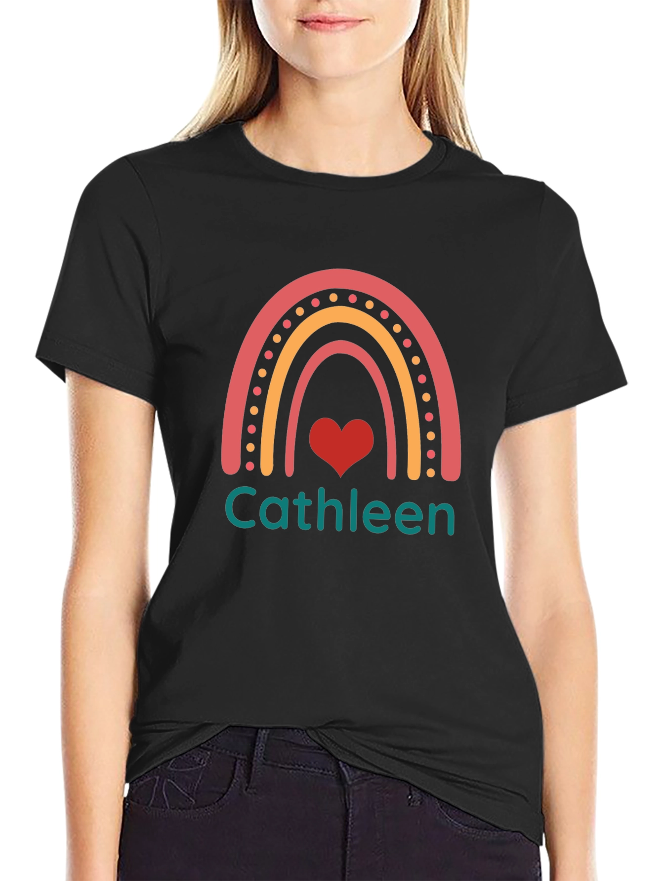 Cathleen Rainbow Heart Personalized T-Shirt