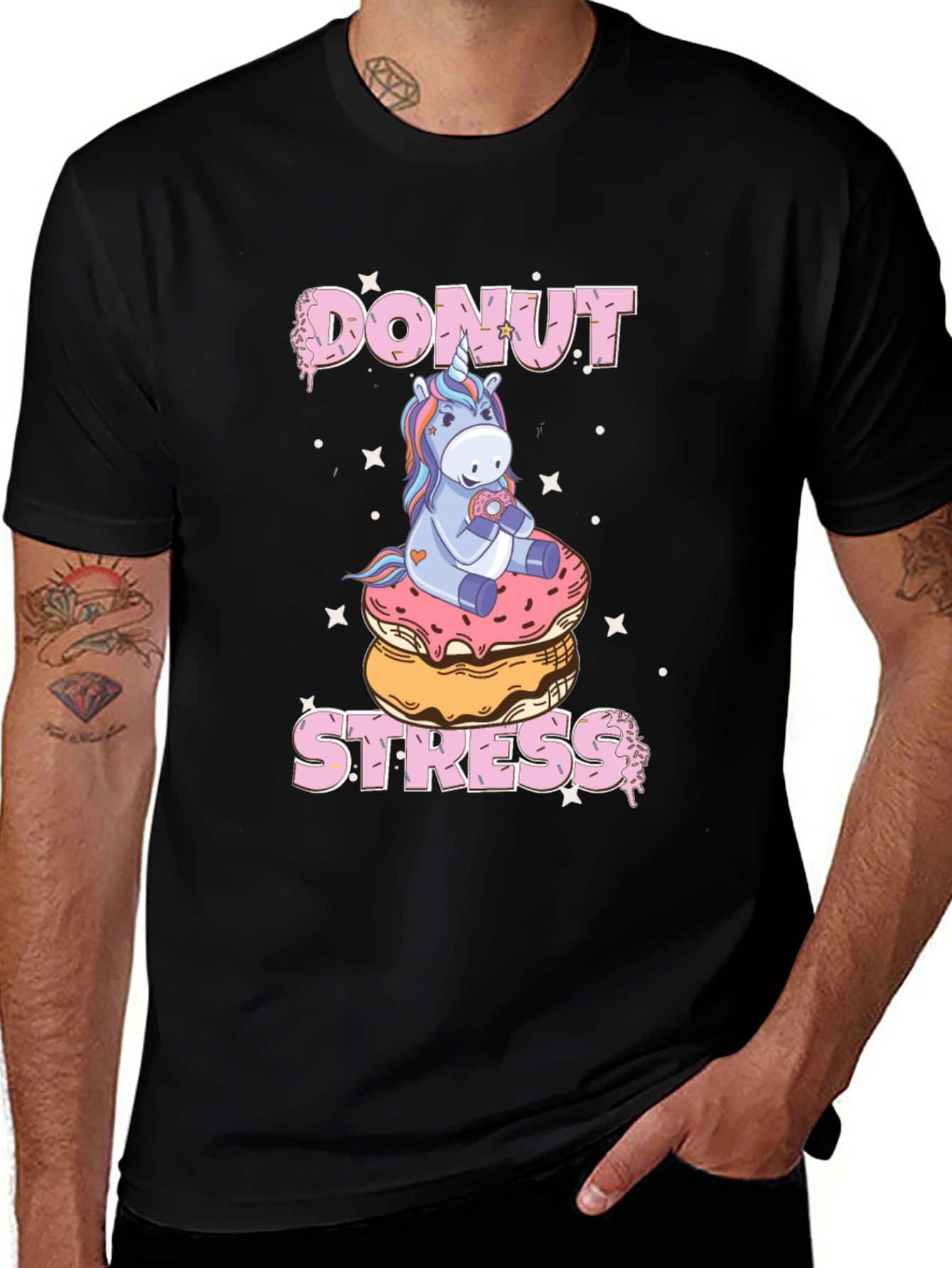 Donut Stress Unicorn Graphic T-Shirt