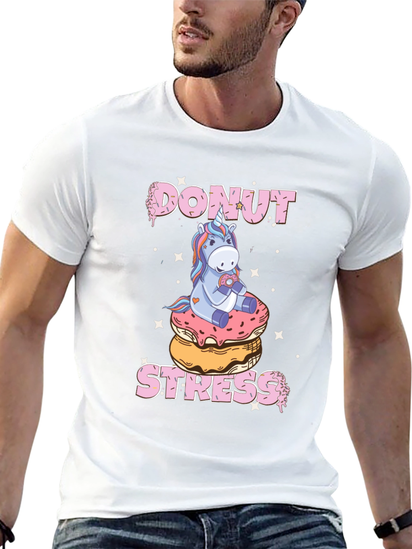 Donut Stress Unicorn Graphic T-Shirt
