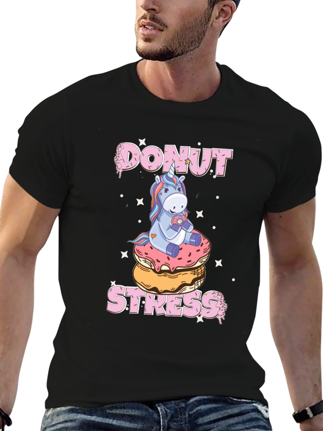 Donut Stress Unicorn Graphic T-Shirt