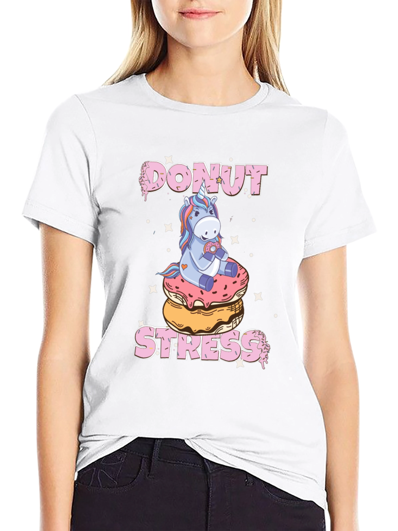 Donut Stress Unicorn Graphic T-Shirt