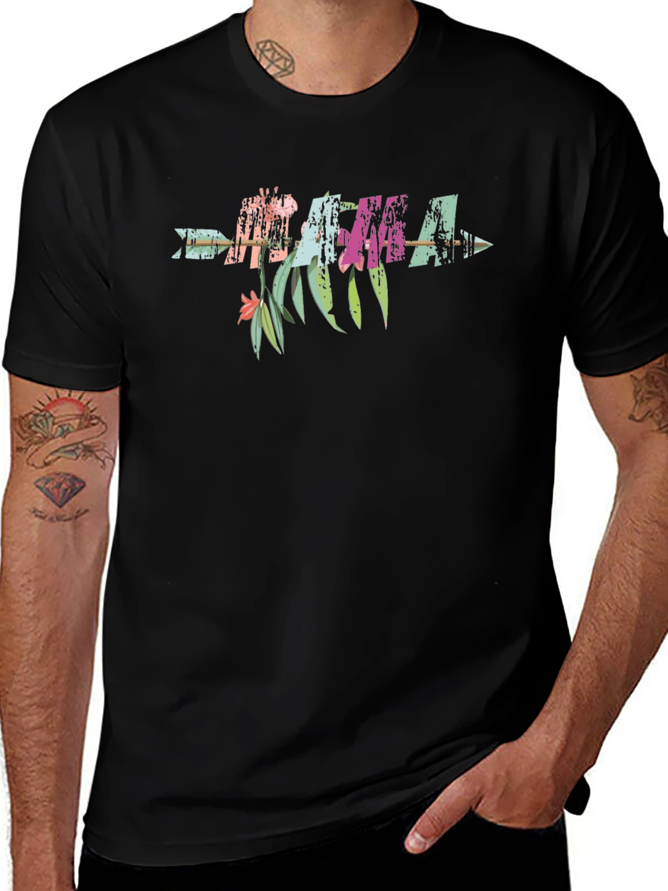 Aloha Floral Arrow Mens Graphic T-Shirt