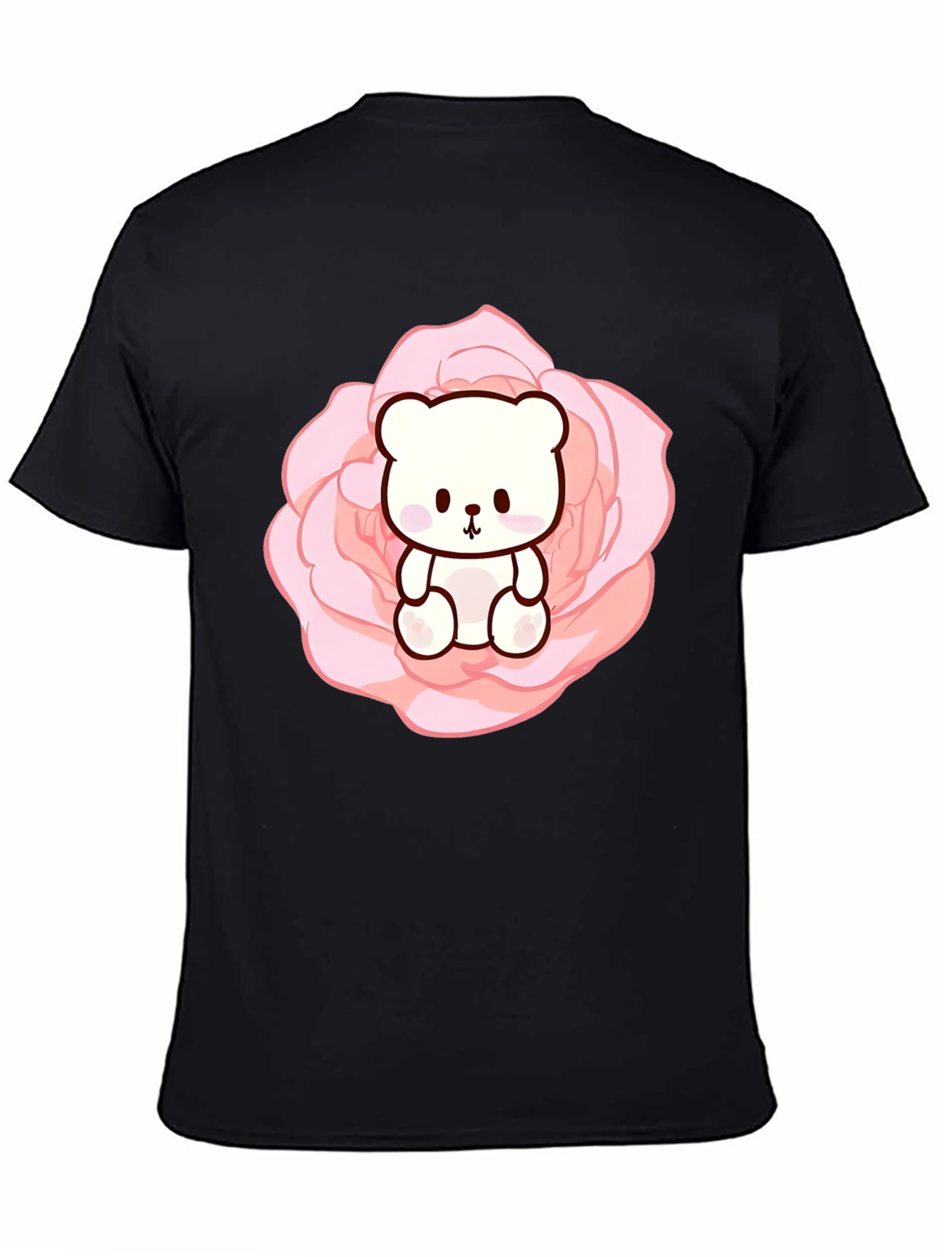 Teddy Bear in Rose T-Shirt - Cute Kawaii Style