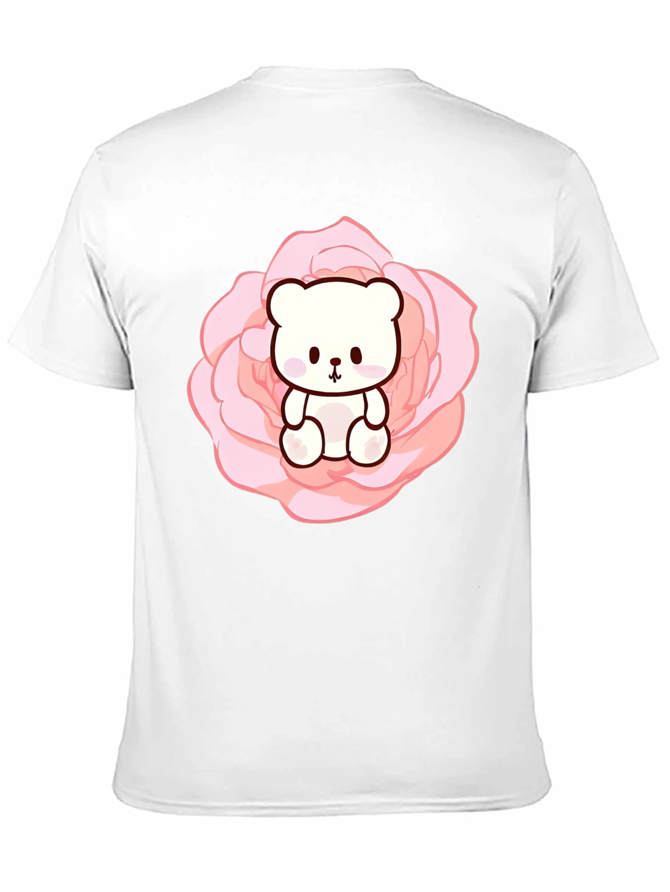 Teddy Bear in Rose T-Shirt - Cute Kawaii Style