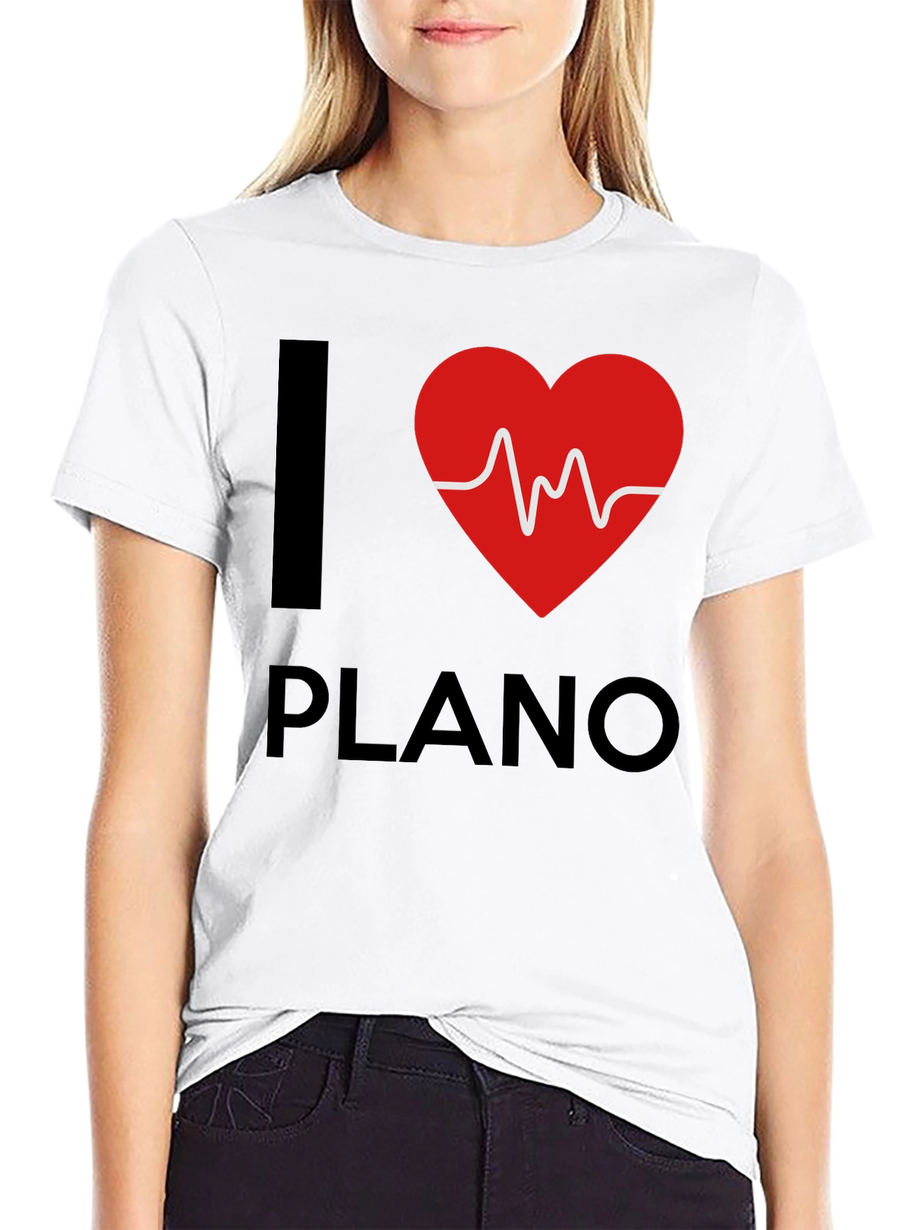 I Love Plano T-Shirt - Heartbeat Design