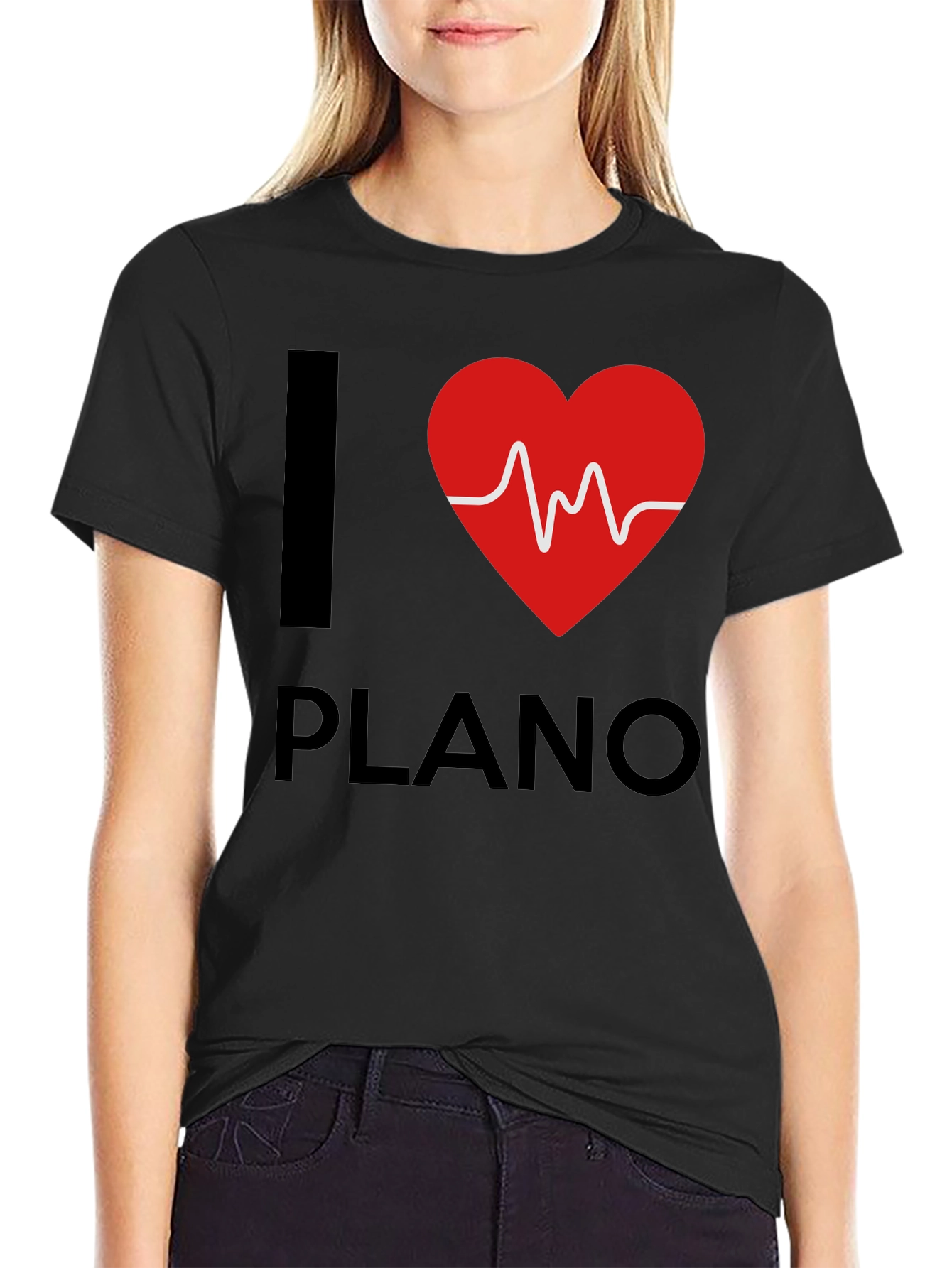 I Love Plano T-Shirt - Heartbeat Design