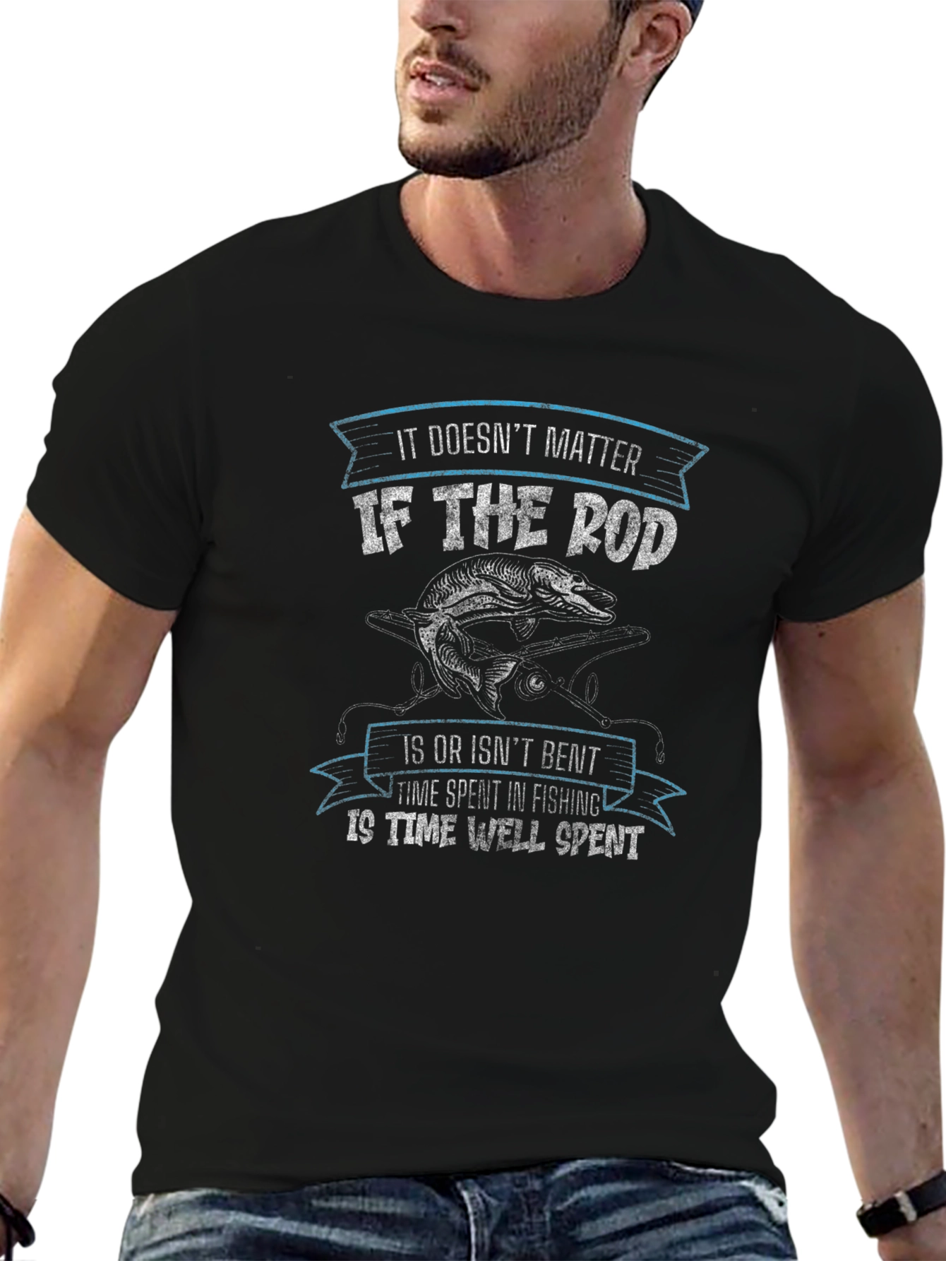 Fishing T-Shirt: Bent Rod Design