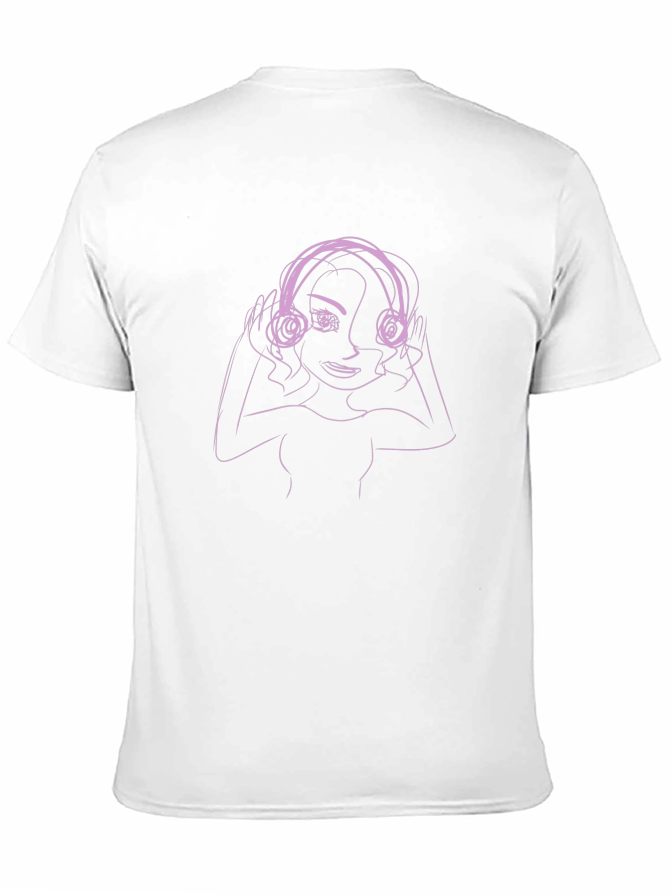 Line Art Woman in Headphones Graphic T-Shirt