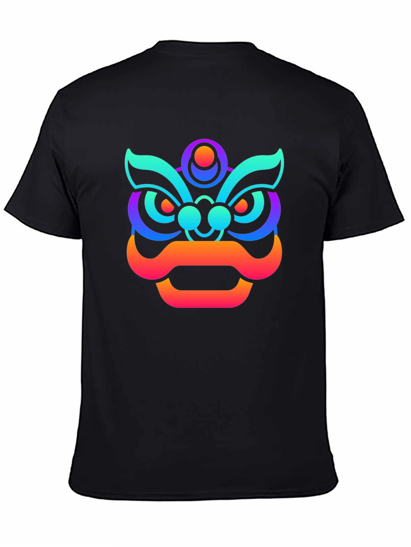 Vibrant Gradient Lion Graphic Tee - Unisex Black T-Shirt