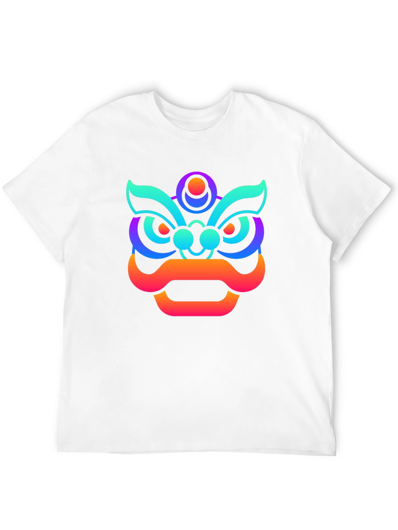 Vibrant Gradient Lion Graphic Tee - Unisex Black T-Shirt