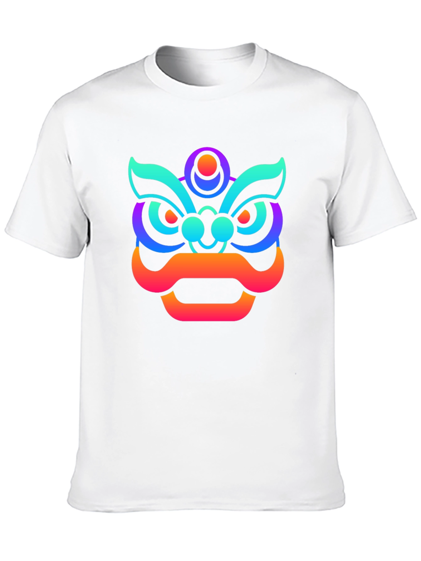 Vibrant Gradient Lion Graphic Tee - Unisex Black T-Shirt
