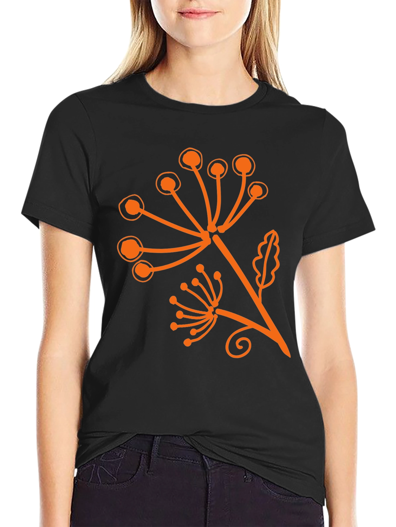 Stylish Black T-Shirt with Floral Print