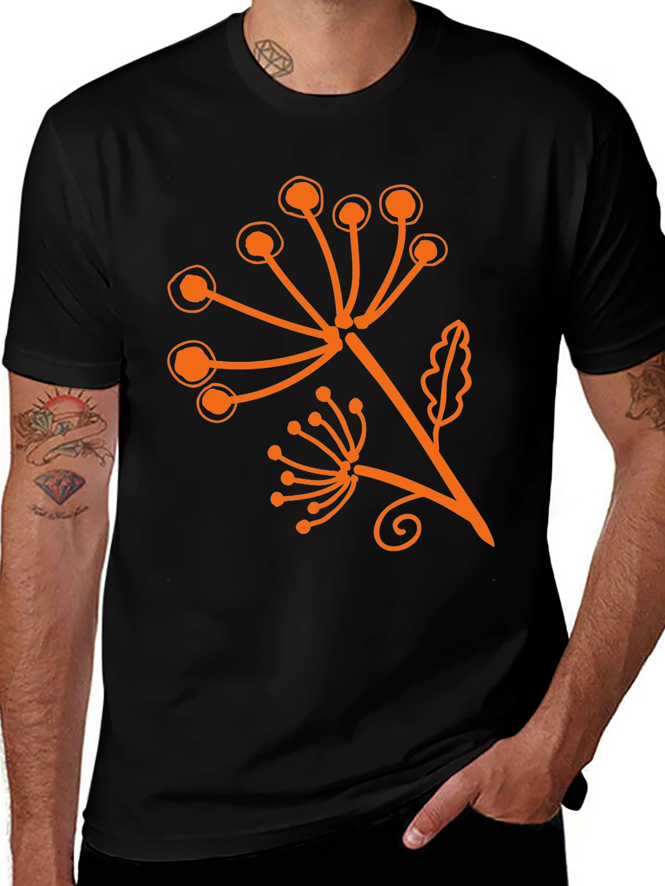 Stylish Black T-Shirt with Floral Print