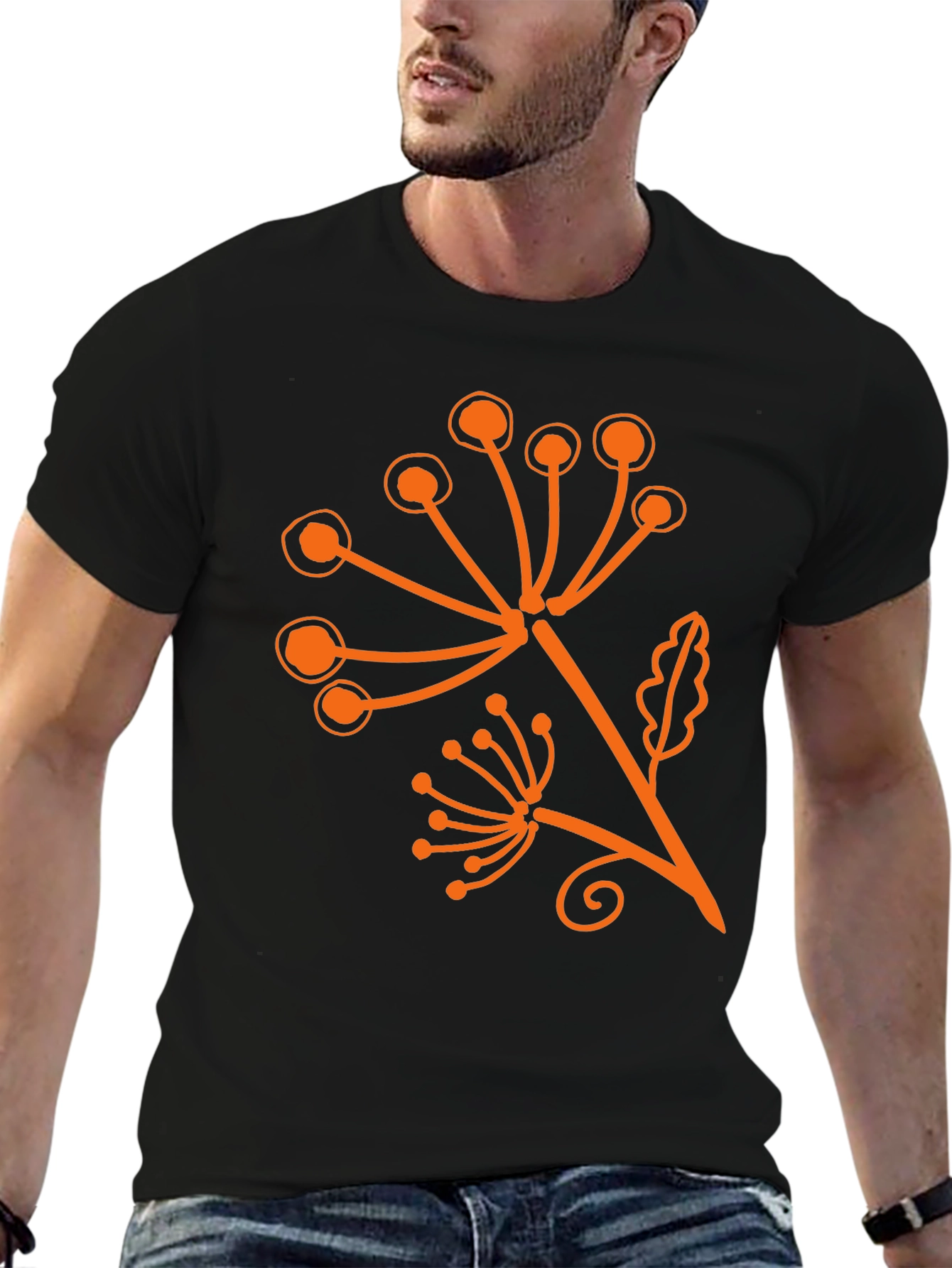 Stylish Black T-Shirt with Floral Print
