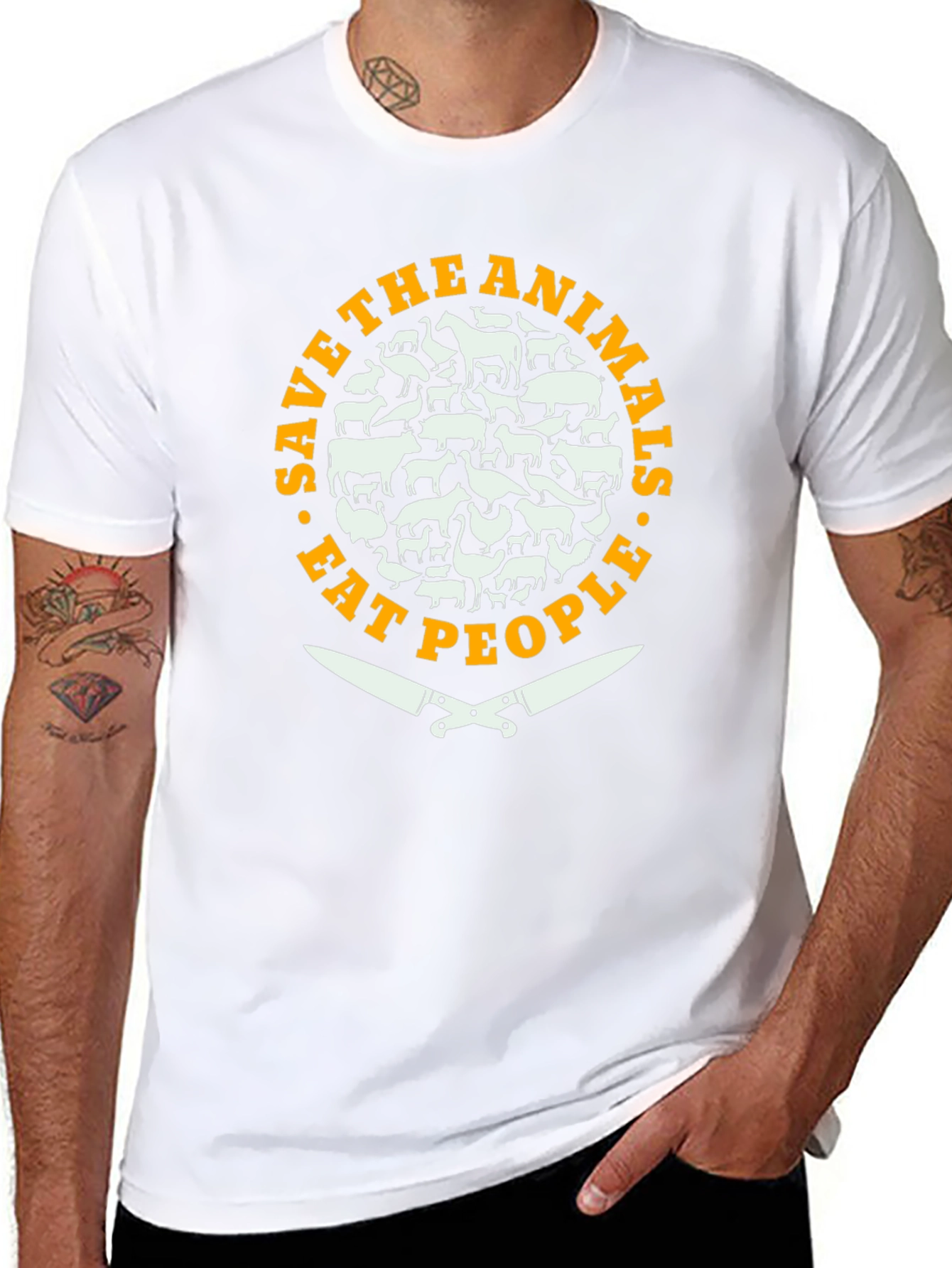 Save Animals Eat People Funny Slogan T-Shirt
