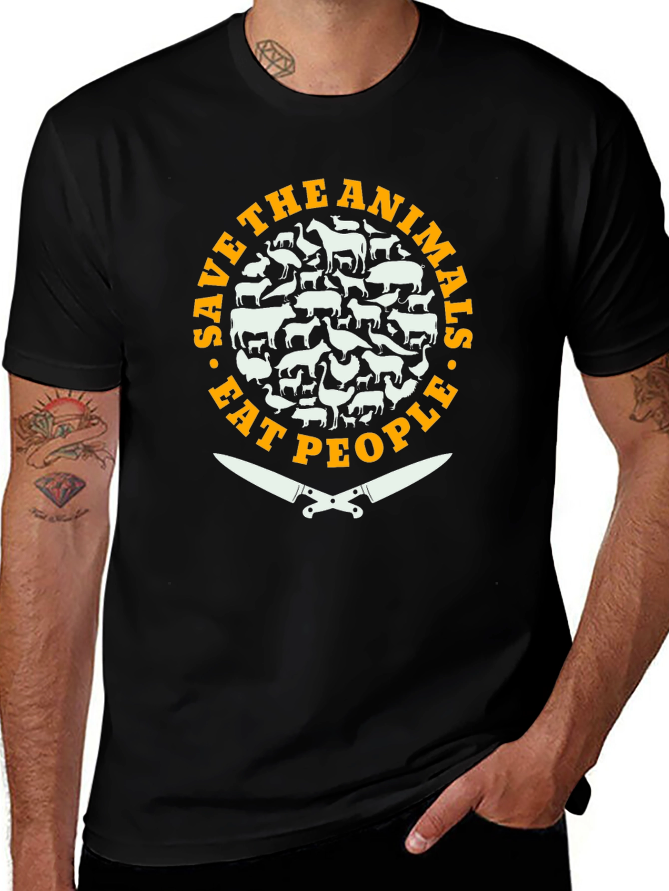 Save Animals Eat People Funny Slogan T-Shirt