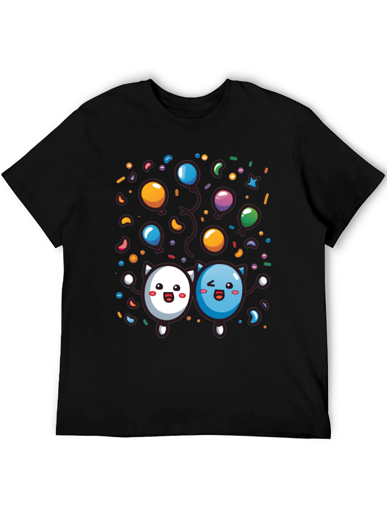 Cartoon Character Print Black T-Shirt