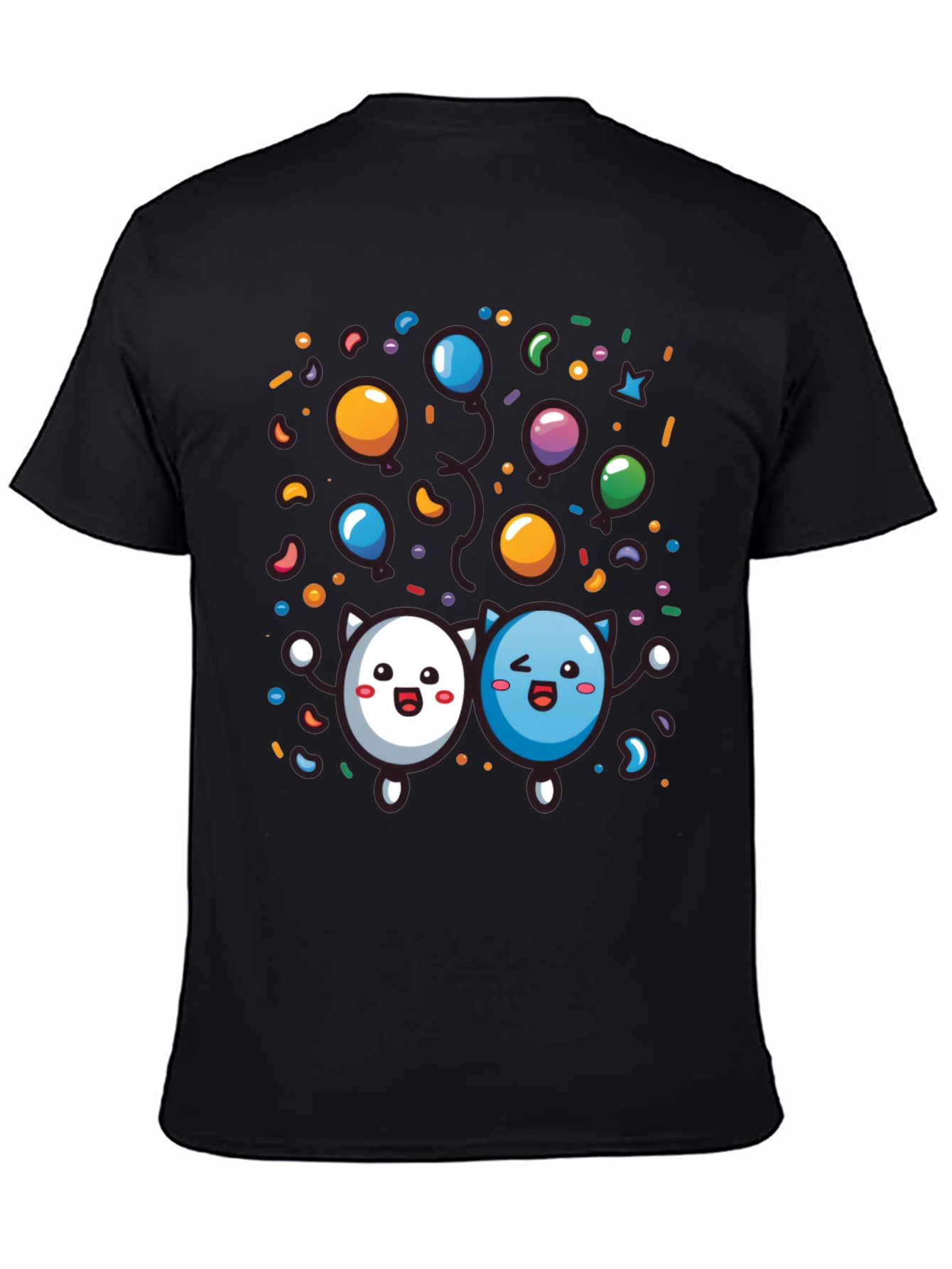 Cartoon Character Print Black T-Shirt