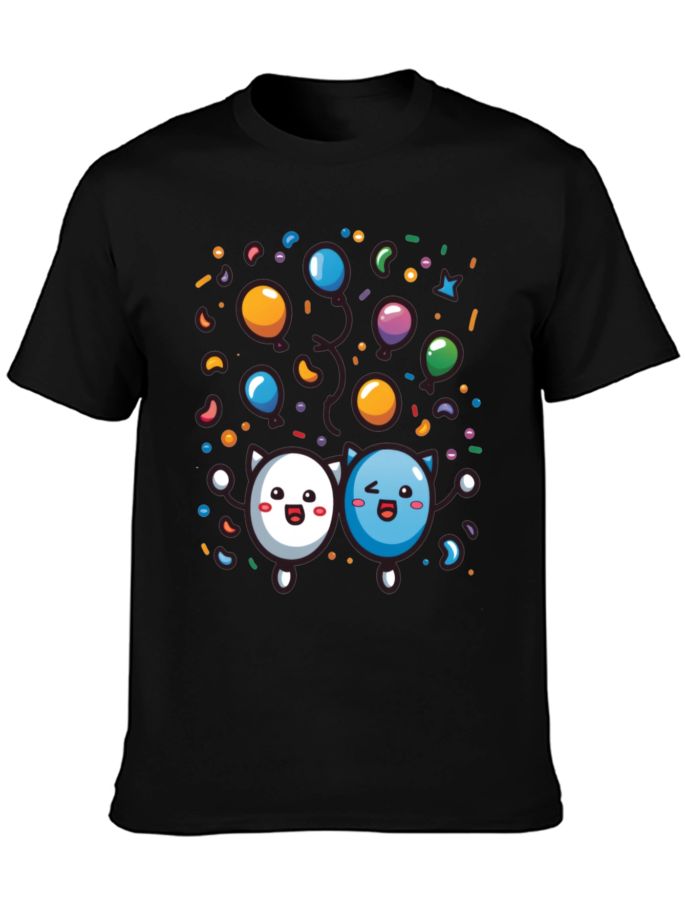 Cartoon Character Print Black T-Shirt
