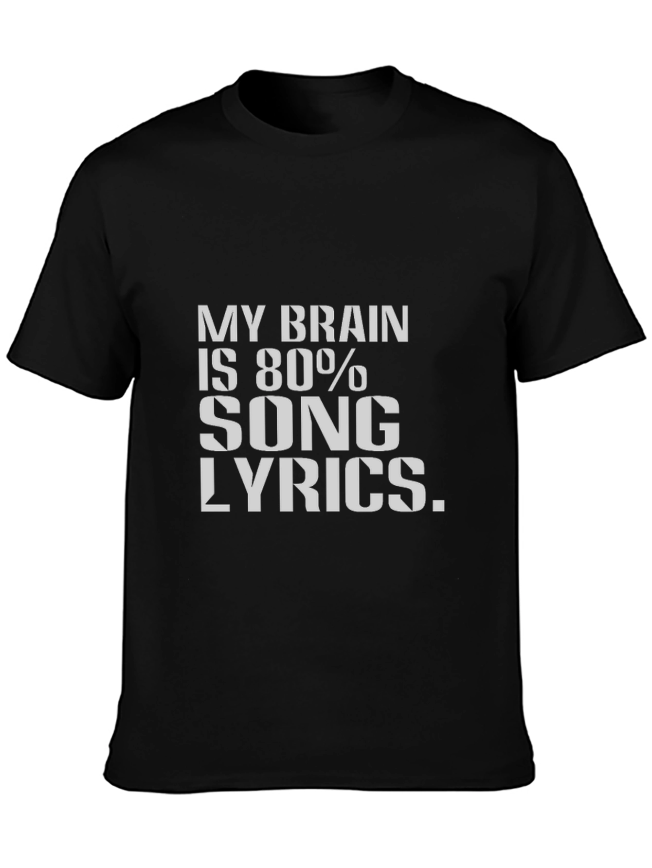 Song Lyrics Brain T-Shirt - Black Cotton Tee