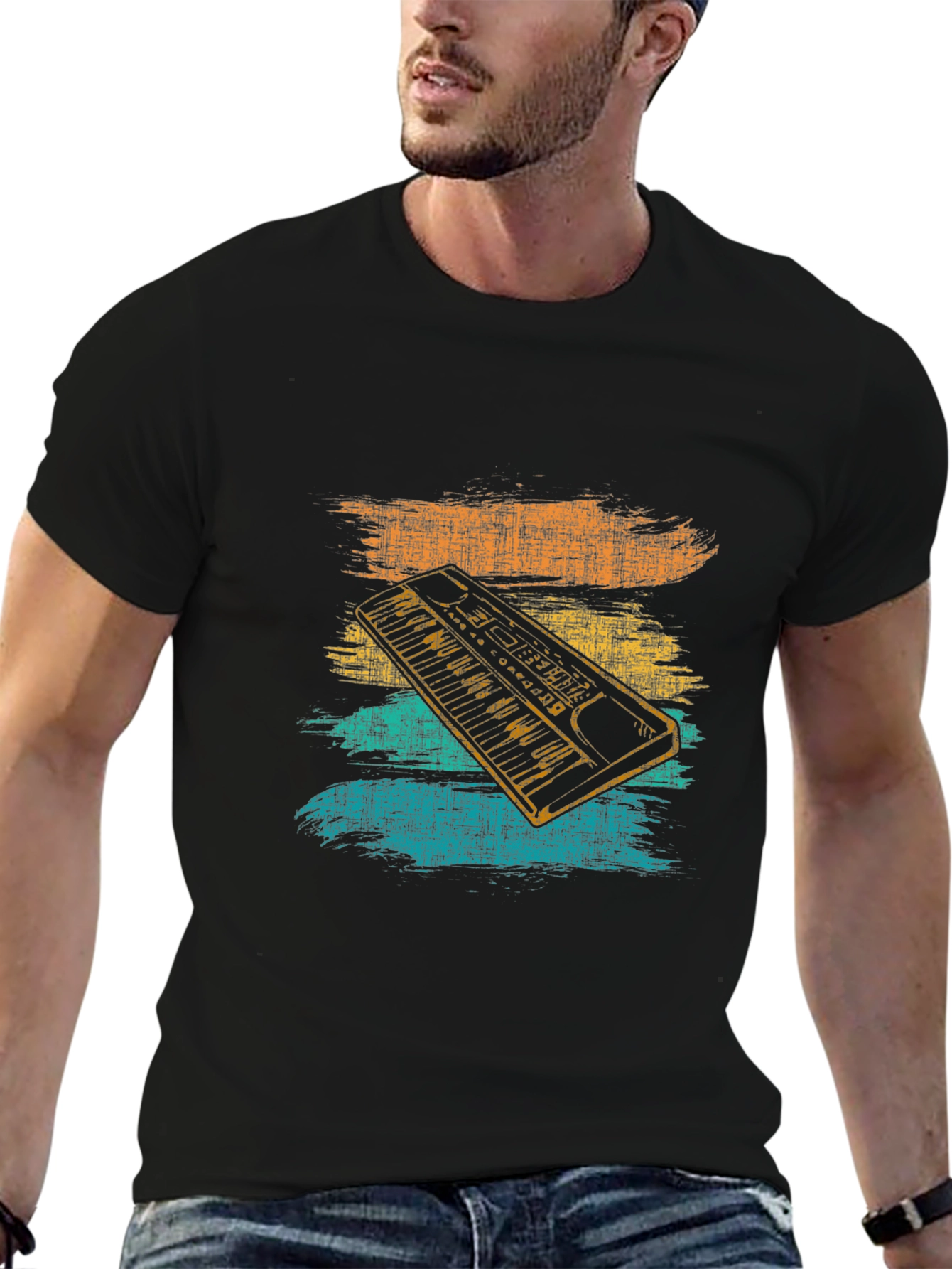 Retro Synthwave Keyboard Graphic Tee