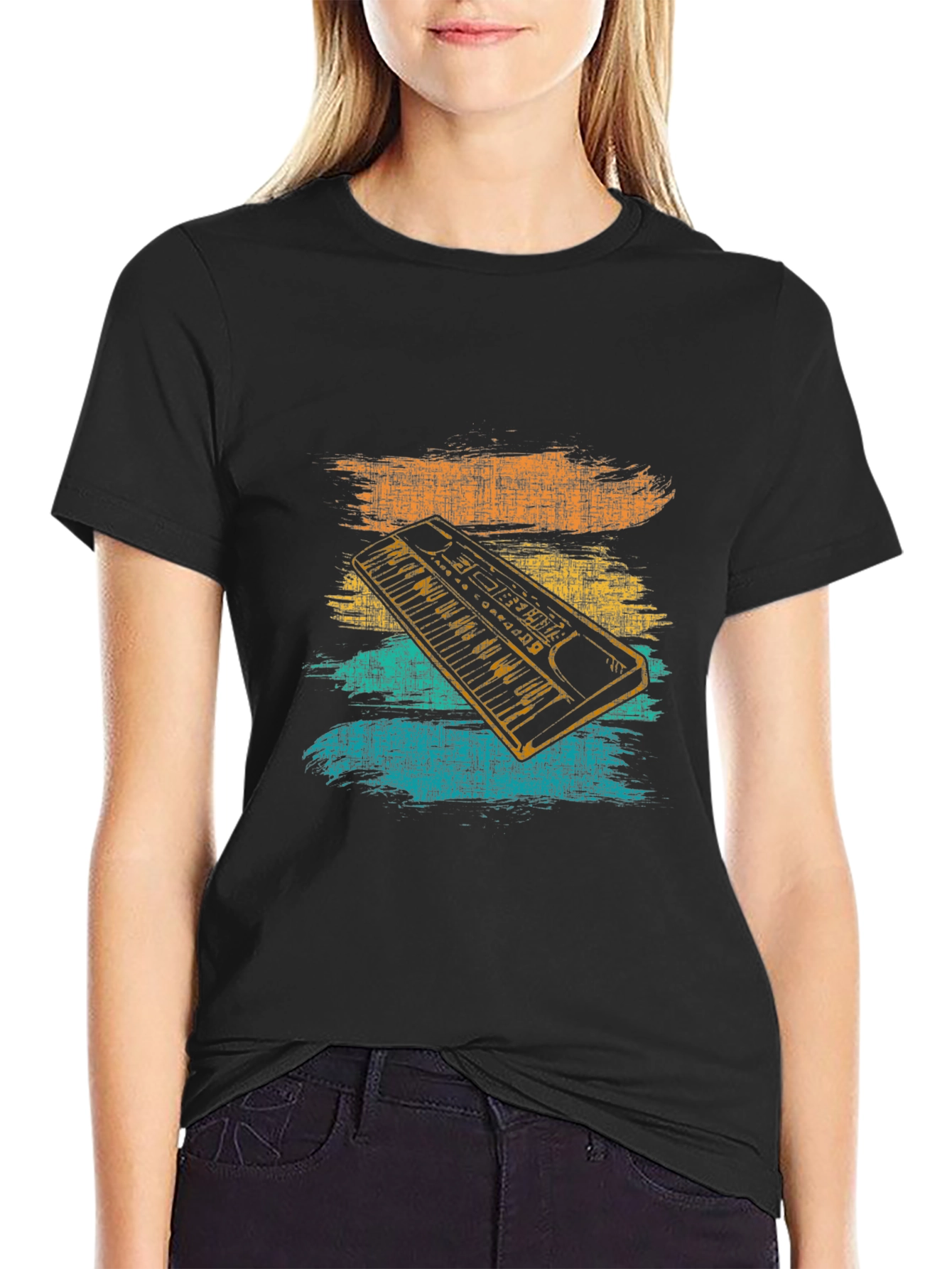 Retro Synthwave Keyboard Graphic Tee