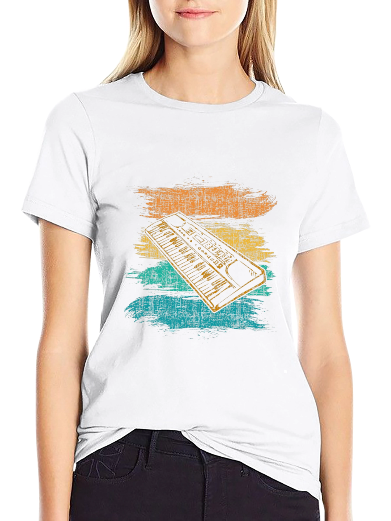 Retro Synthwave Keyboard Graphic Tee