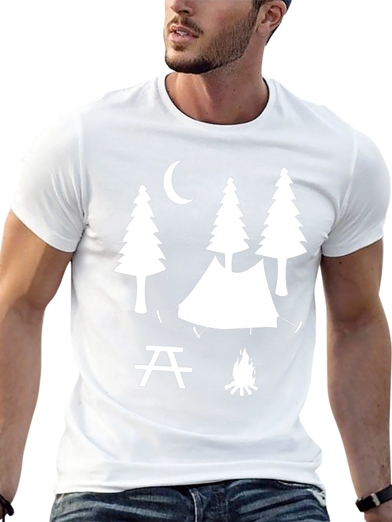 Camping Scene Graphic Tee - Outdoor Adventure Shirt