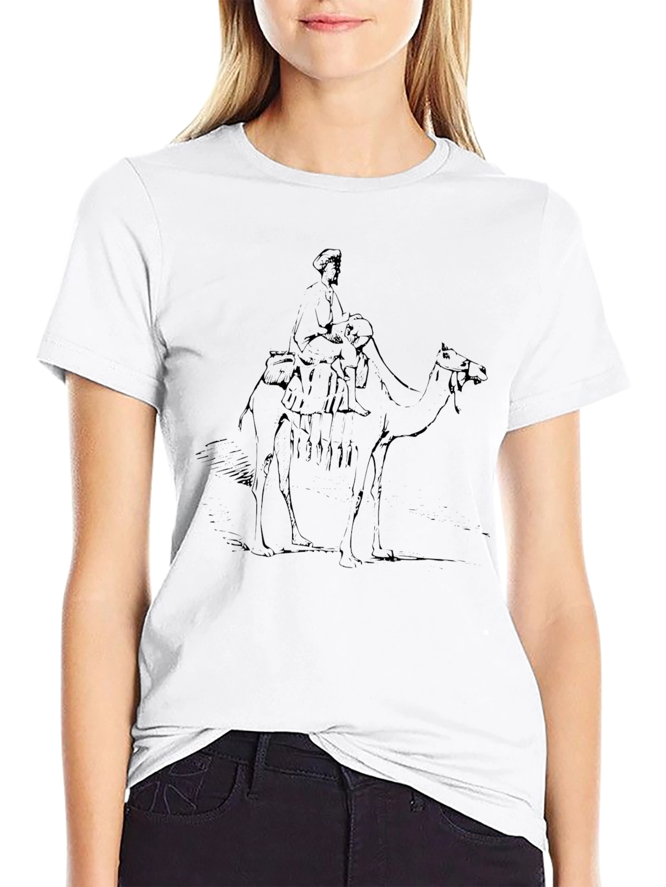 Camel Rider Graphic Tee - Black Cotton T-Shirt