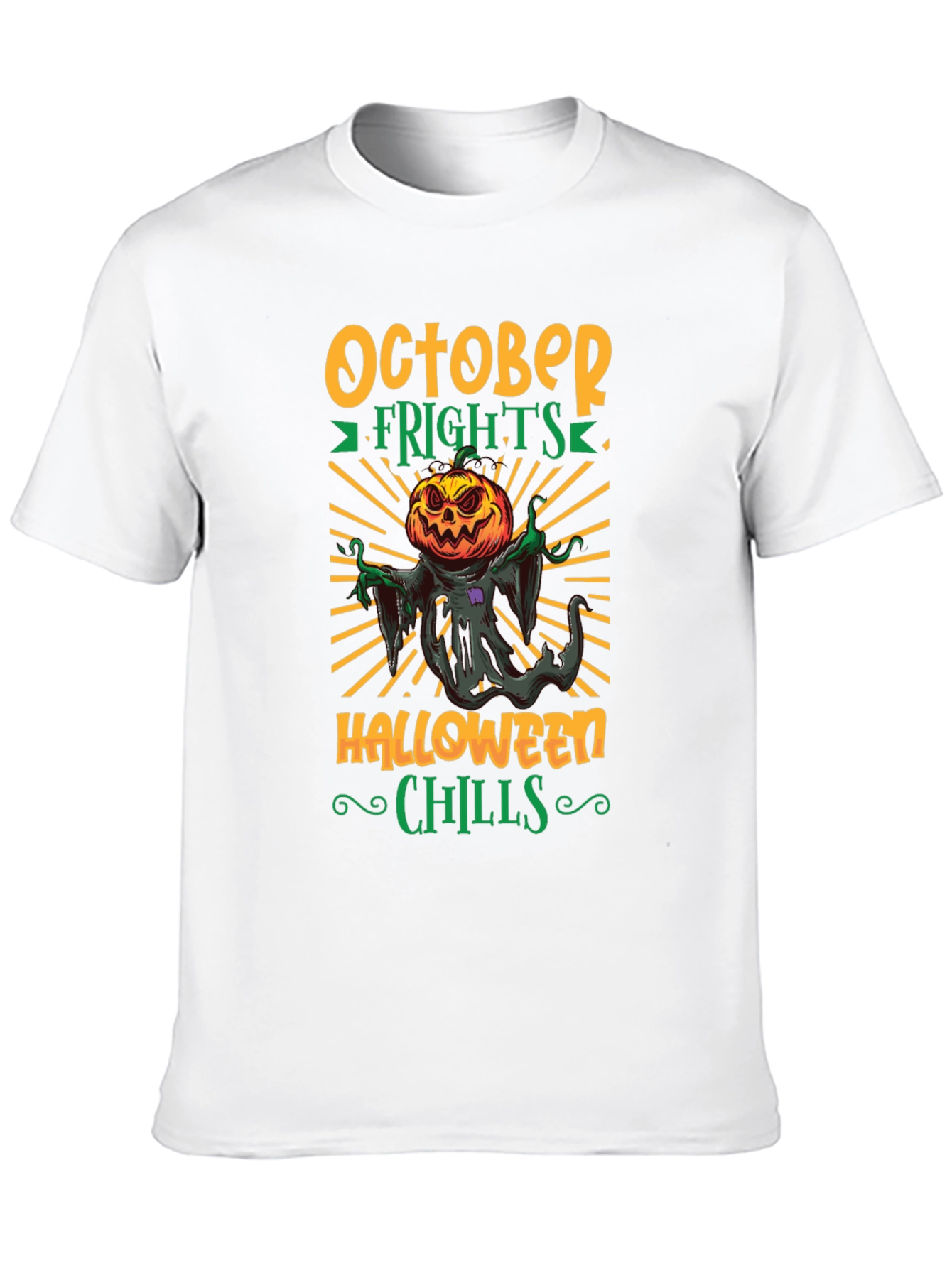 October Frights Halloween Chills Black Graphic Tee