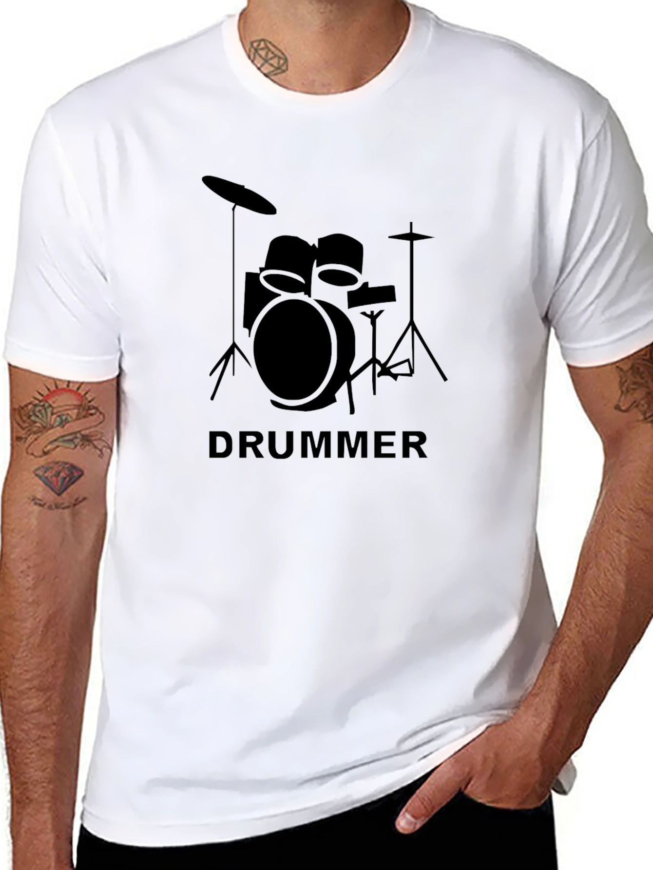 Drummer Graphic Tee - Black Cotton