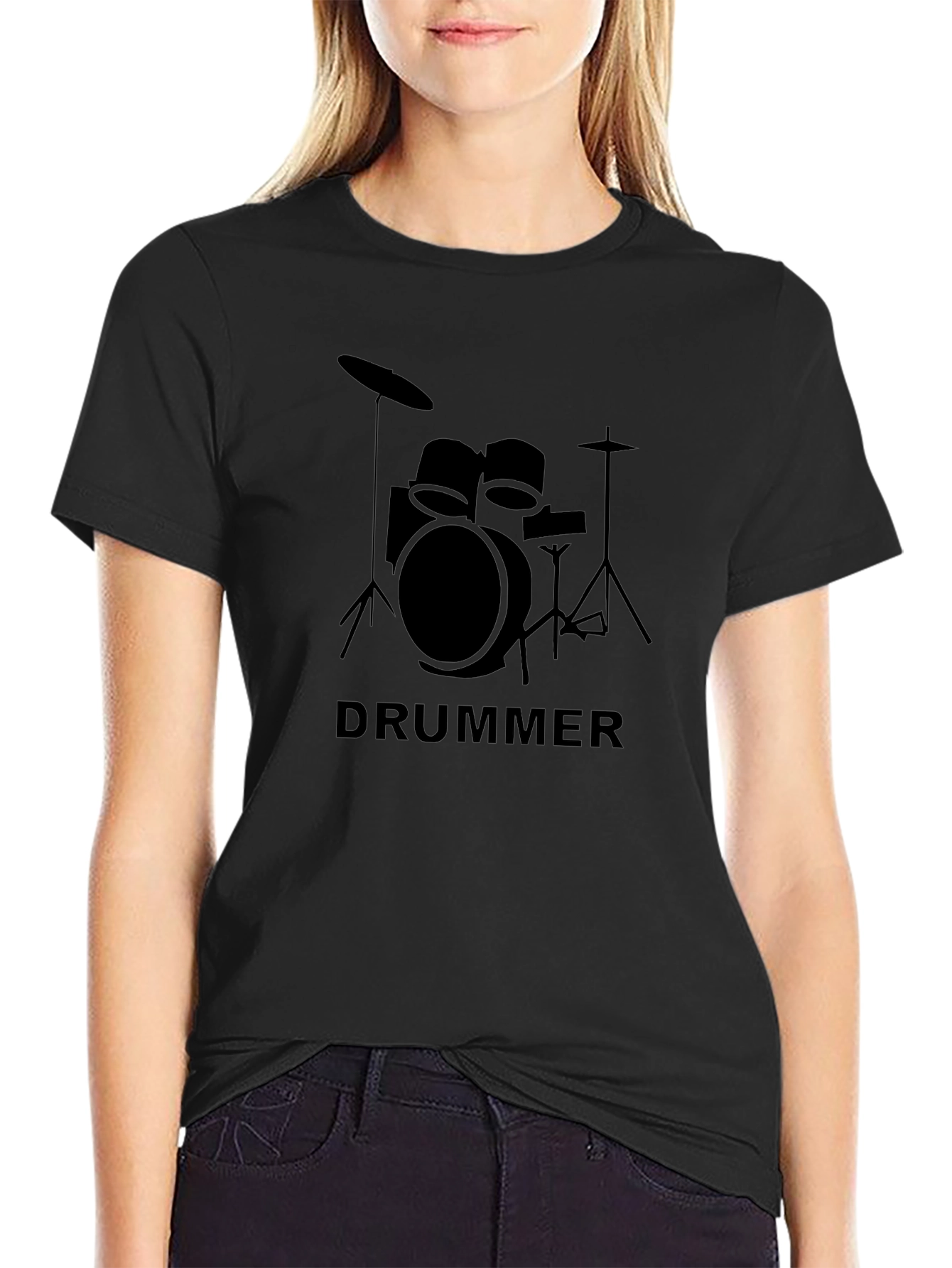 Drummer Graphic Tee - Black Cotton