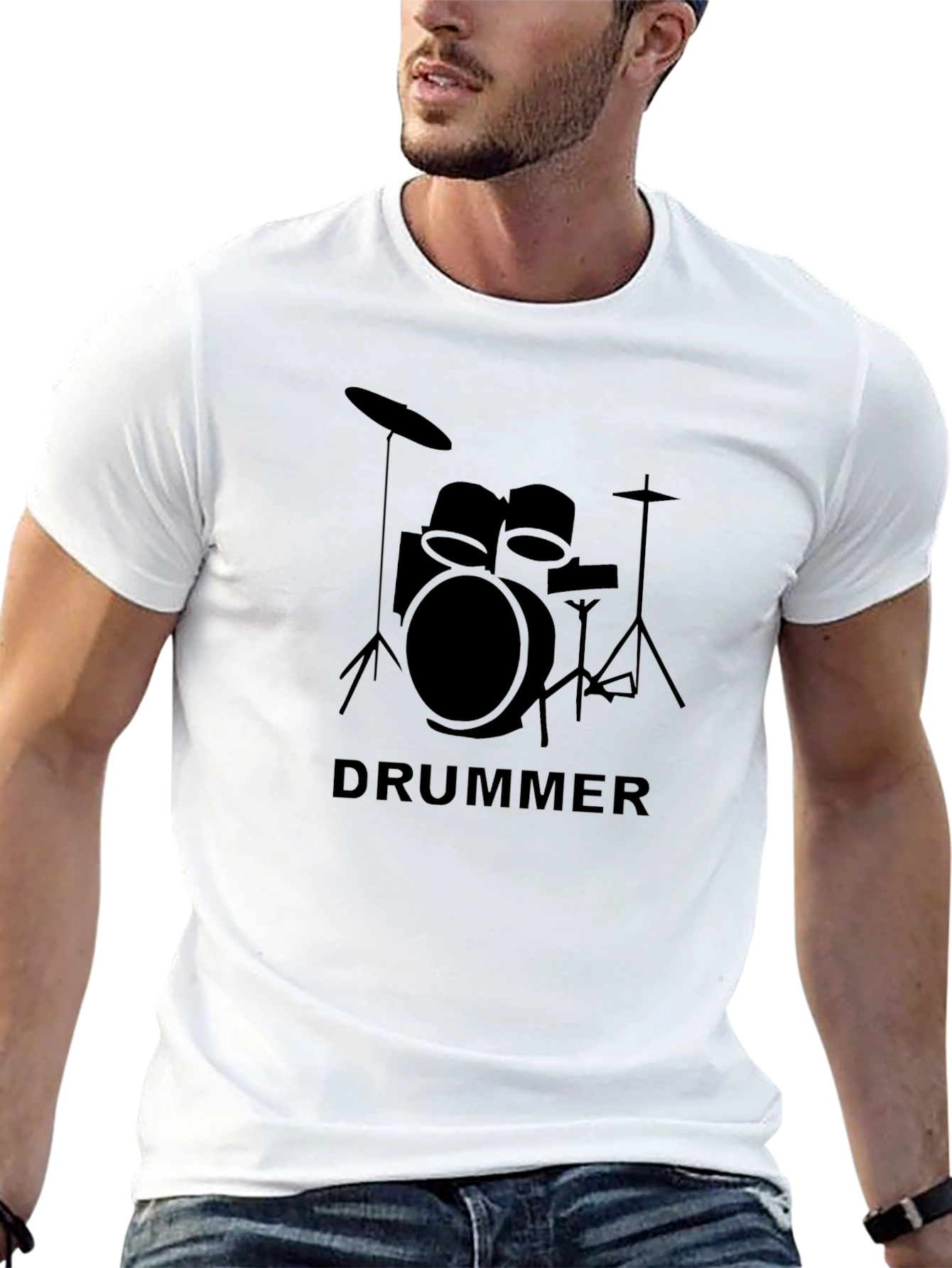 Drummer Graphic Tee - Black Cotton