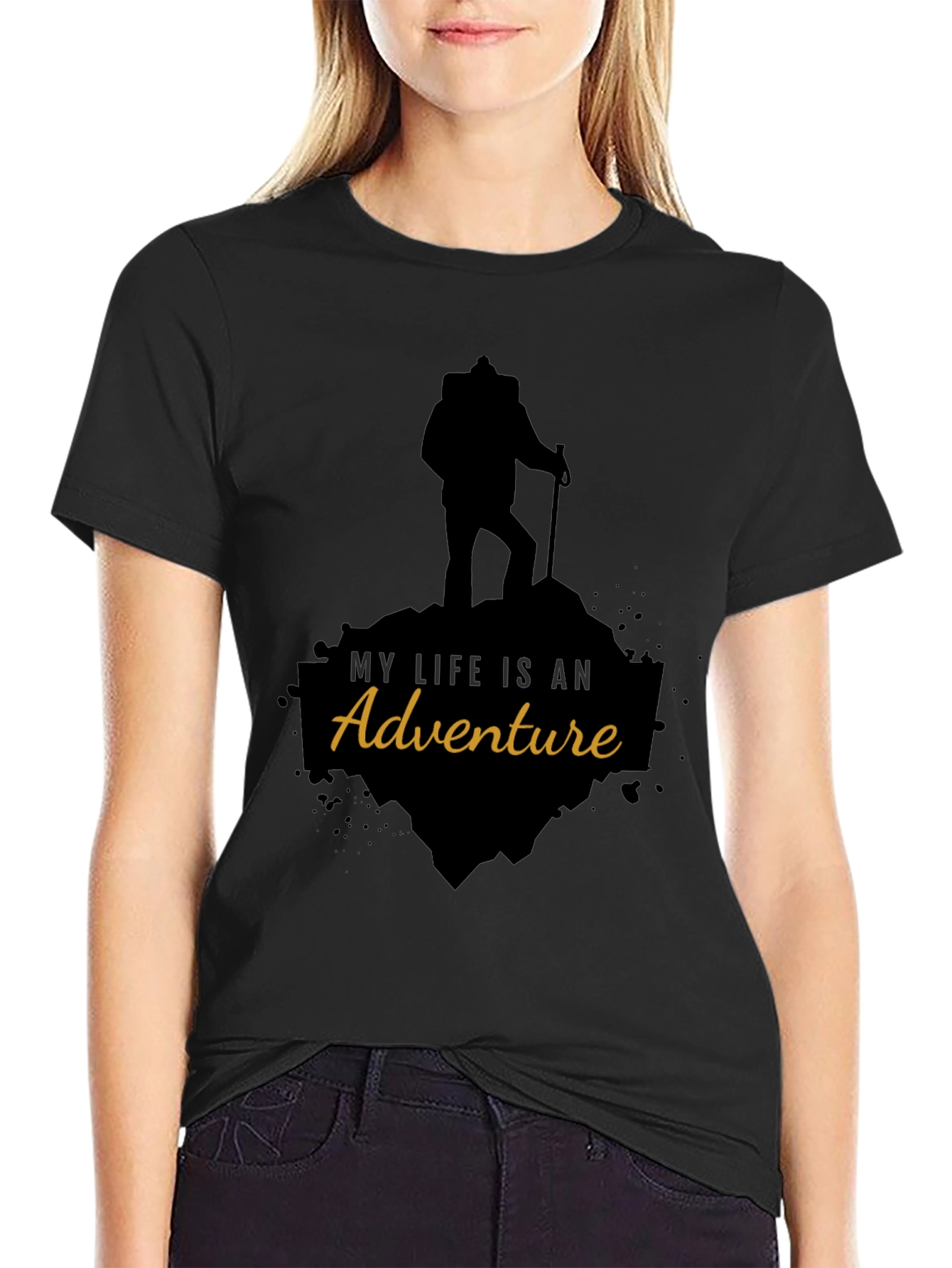 Adventure Awaits Black Graphic Tee