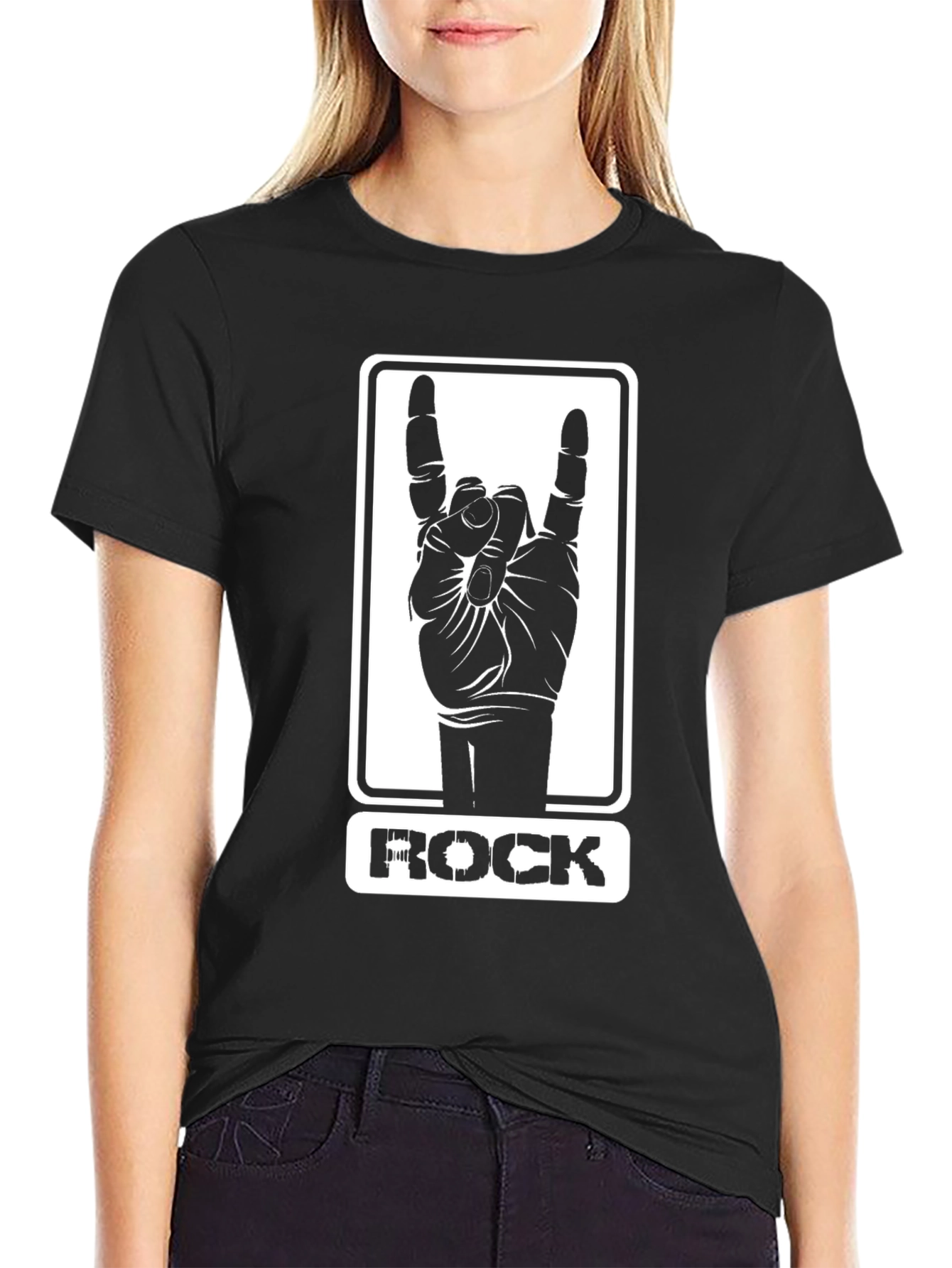 Rock On Hand Sign Graphic T-Shirt